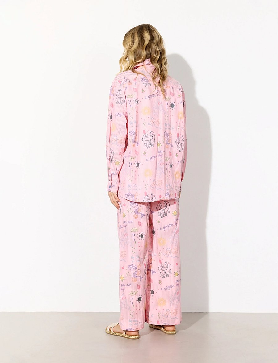 Hunkøn - Zoe Shirt - langärmlige hemden - pink sea creatures art print - 4