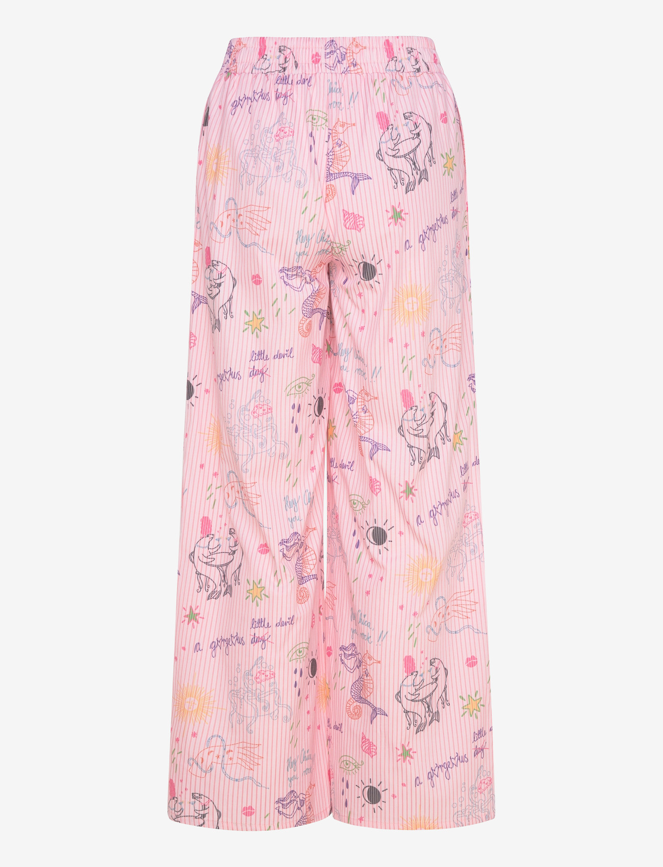 Hunkøn - Zoe Trousers - hosen mit weitem bein - pink sea creatures art print - 2