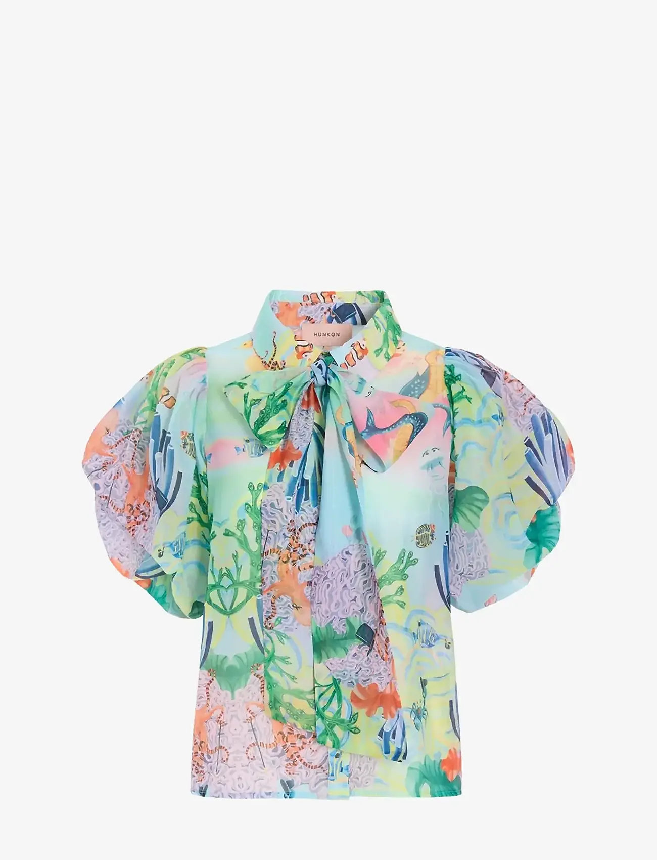Hunkøn - Marina Shirt - kortærmede bluser - ocean life art print - 1
