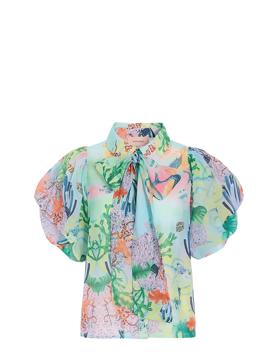 Hunkøn - Marina Shirt - kortärmade blusar - ocean life art print - 1