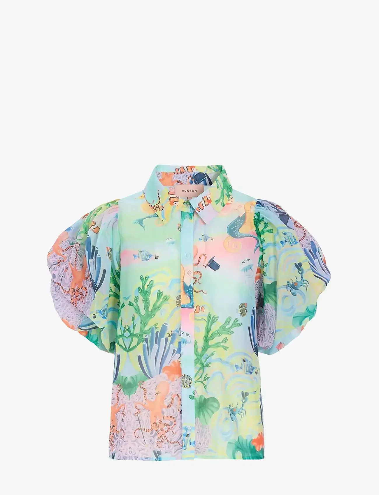 Hunkøn - Marina Shirt - kortærmede bluser - ocean life art print - 2