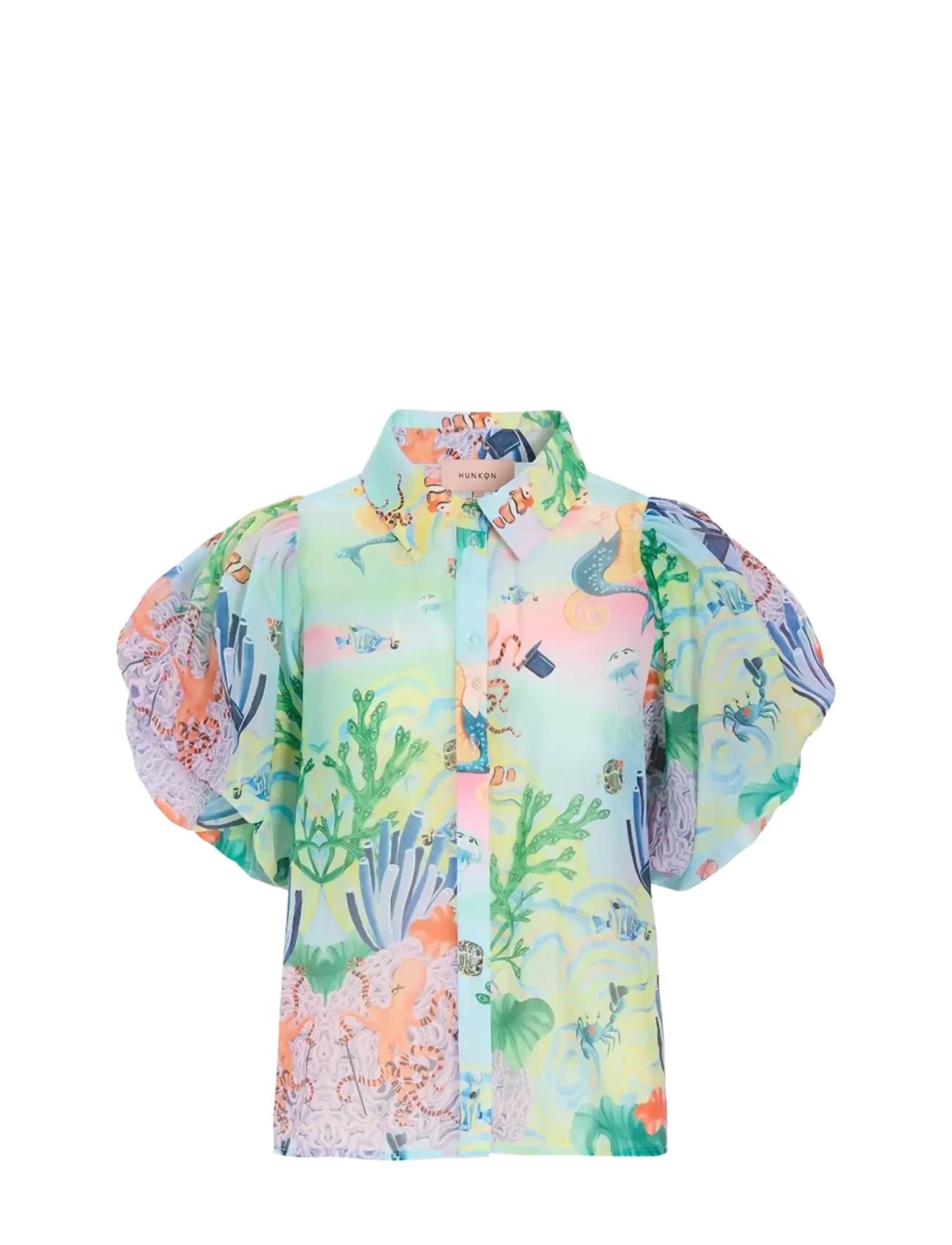 Hunkøn - Marina Shirt - kurzärmelige blusen - ocean life art print - 2