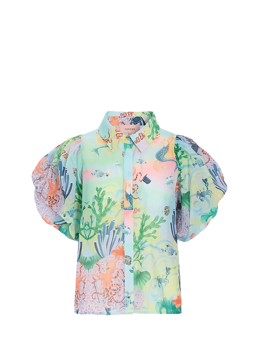 Hunkøn - Marina Shirt - kortärmade blusar - ocean life art print - 2