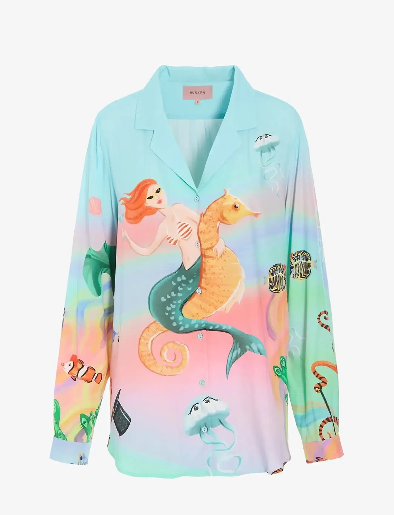 Hunkøn - Sandy Shirt - långärmade skjortor - ocean life art print - 1