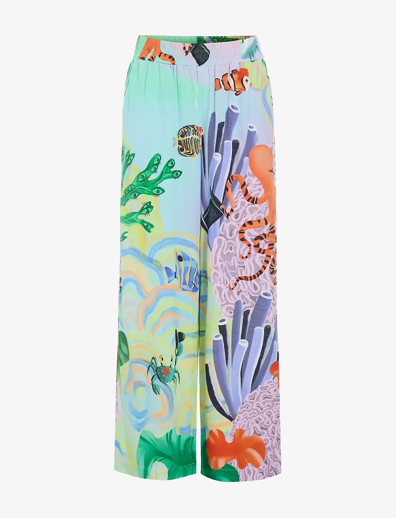 Hunkøn - Sandy Trousers - wide leg trousers - ocean life art print - 1