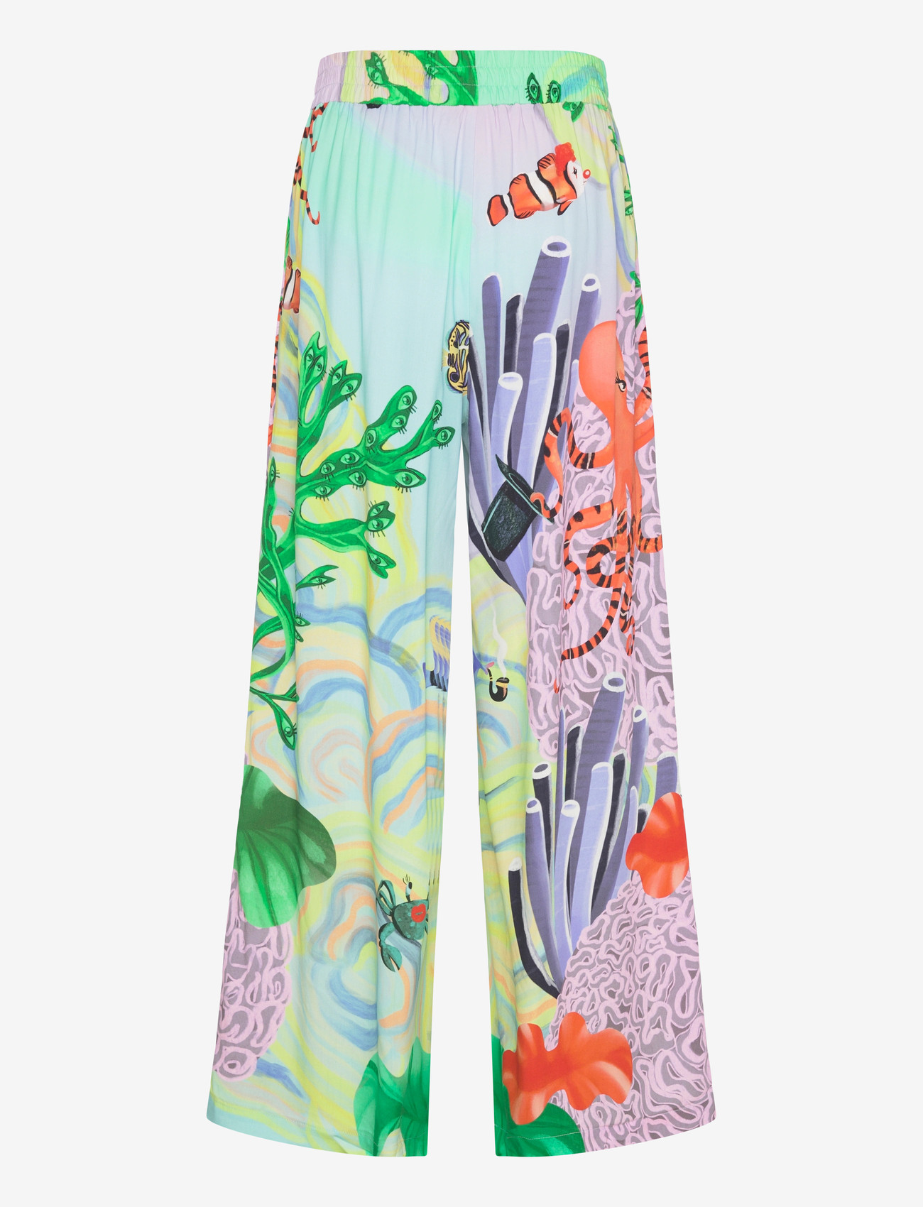 Hunkøn - Sandy Trousers - wide leg trousers - ocean life art print - 2
