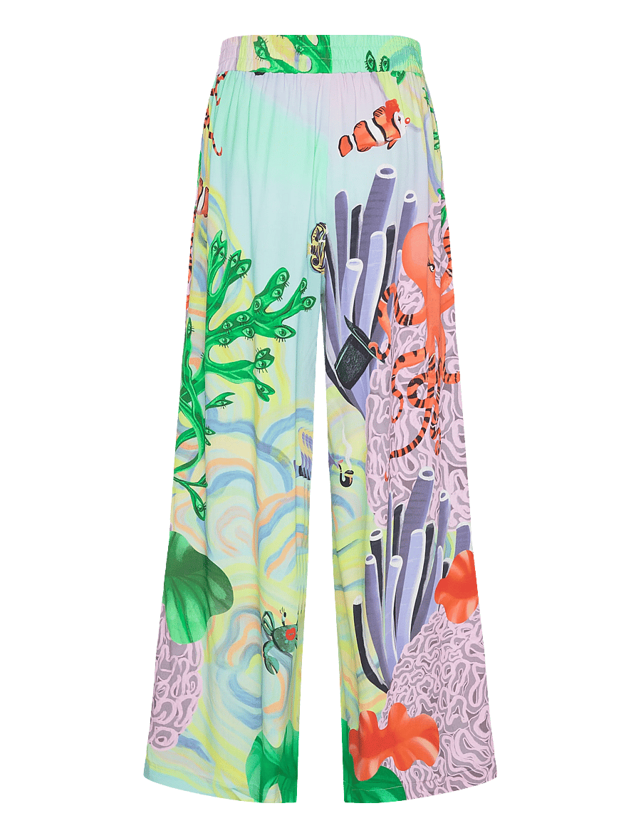 Hunkøn - Sandy Trousers - hosen mit weitem bein - ocean life art print - 2