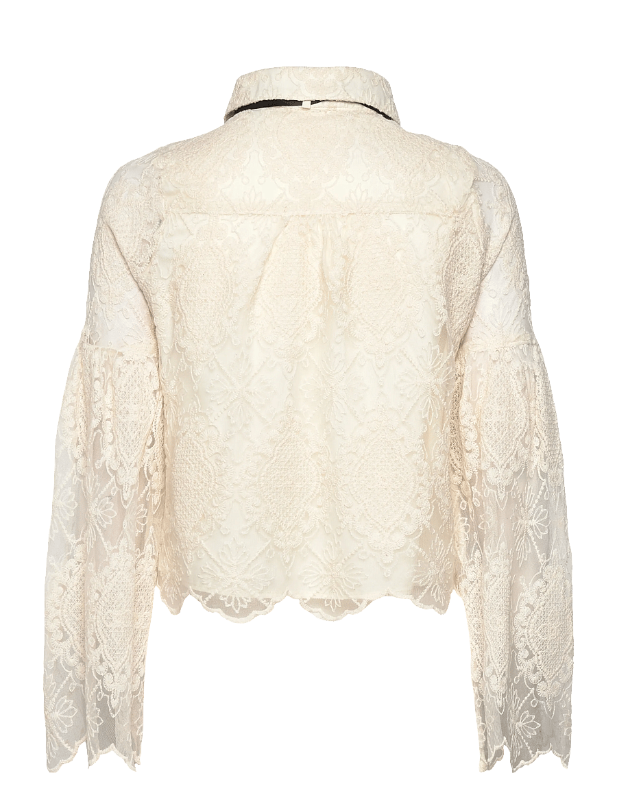 Hunkøn - Lulu Lace Shirt - long-sleeved shirts - cream lace - 2