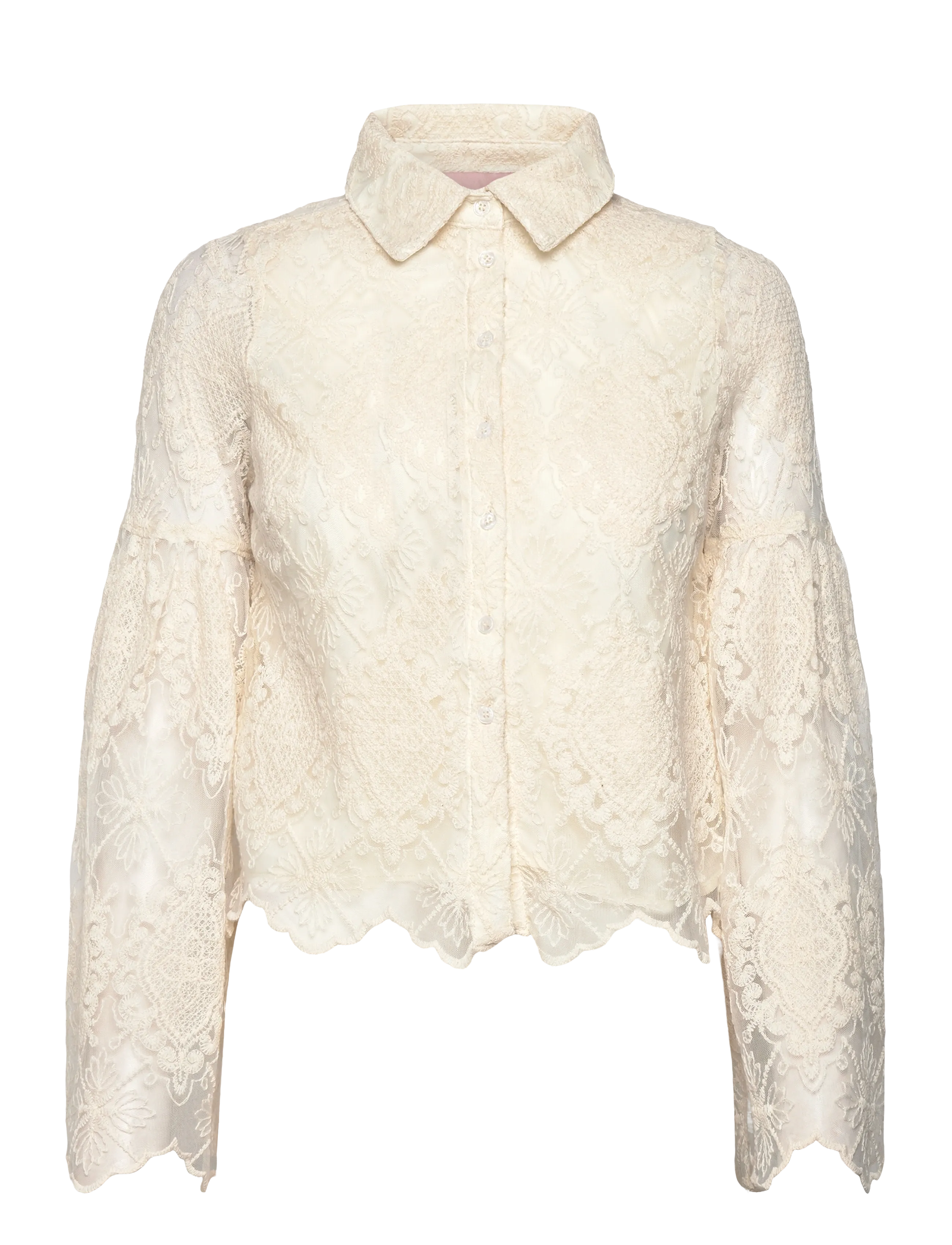 Hunkøn - Lulu Lace Shirt - pitkähihaiset kauluspaidat - cream lace - 3