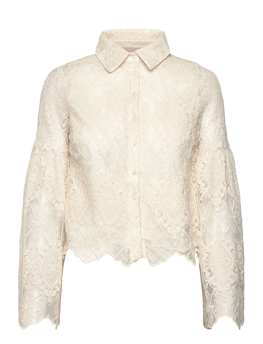 Hunkøn - Lulu Lace Shirt - long-sleeved shirts - cream lace - 3