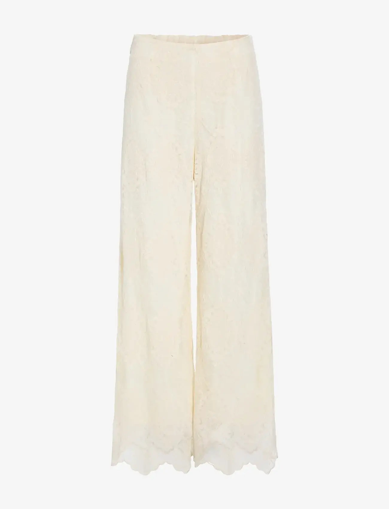 Hunkøn - Lulu Lace Trousers - hosen mit weitem bein - cream lace - 1