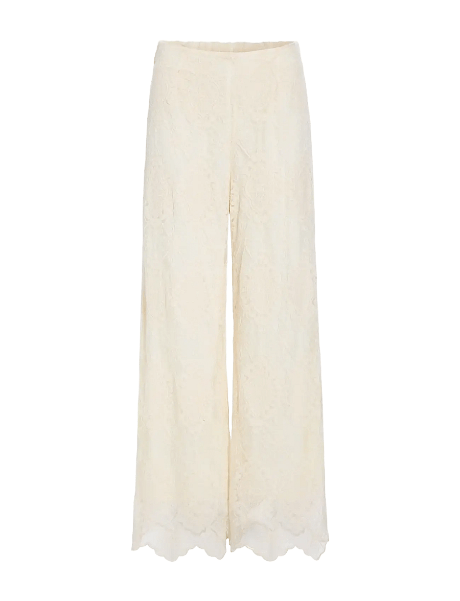 Hunkøn - Lulu Lace Trousers - laia säärega püksid - cream lace - 1