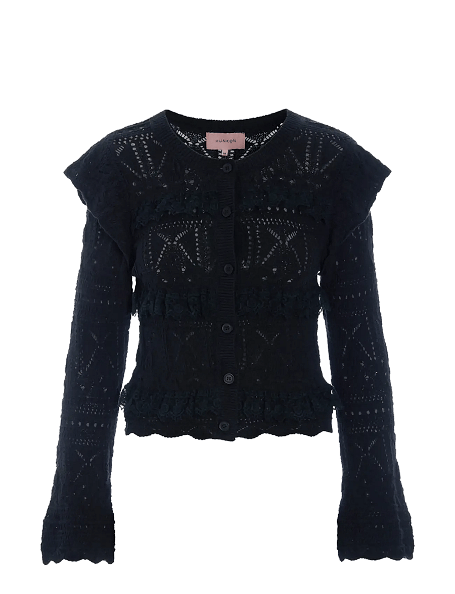 Hunkøn - Sienna Knit Cardigan - koftor - black - 1
