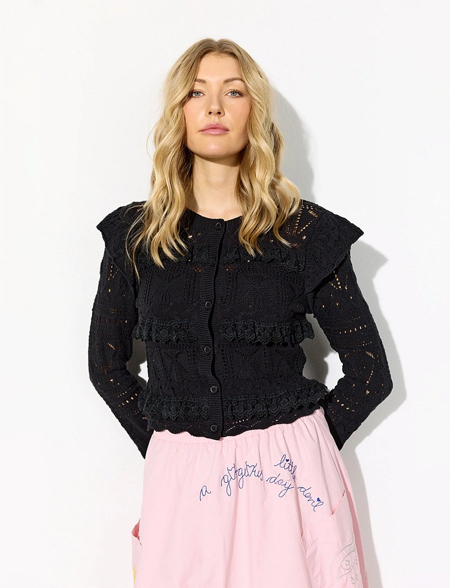 Hunkøn - Sienna Knit Cardigan - koftor - black - 3