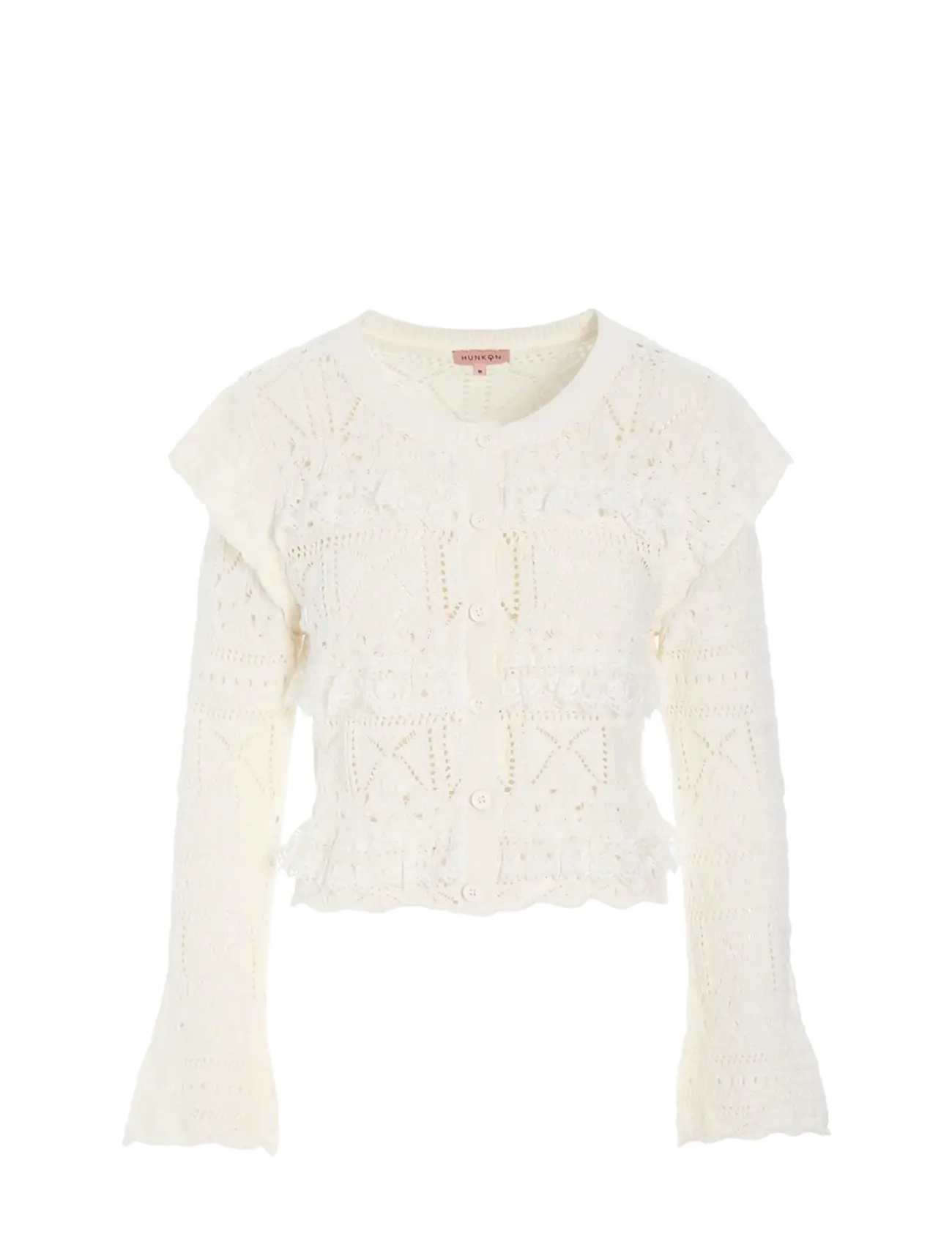HUNKØN Sienna Knit Cardigan Cream - M - Damen