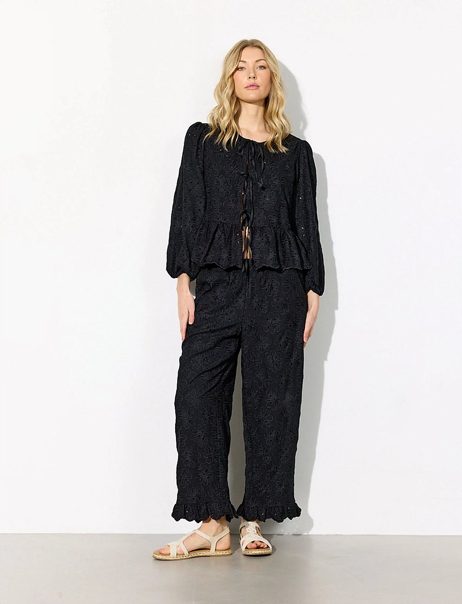 Hunkøn - Vanya Trousers - hose mit geradem bein - black - 2