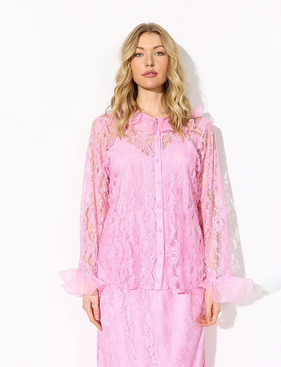 Hunkøn - Rosanne Shirt - langærmede skjorter - pink - 0