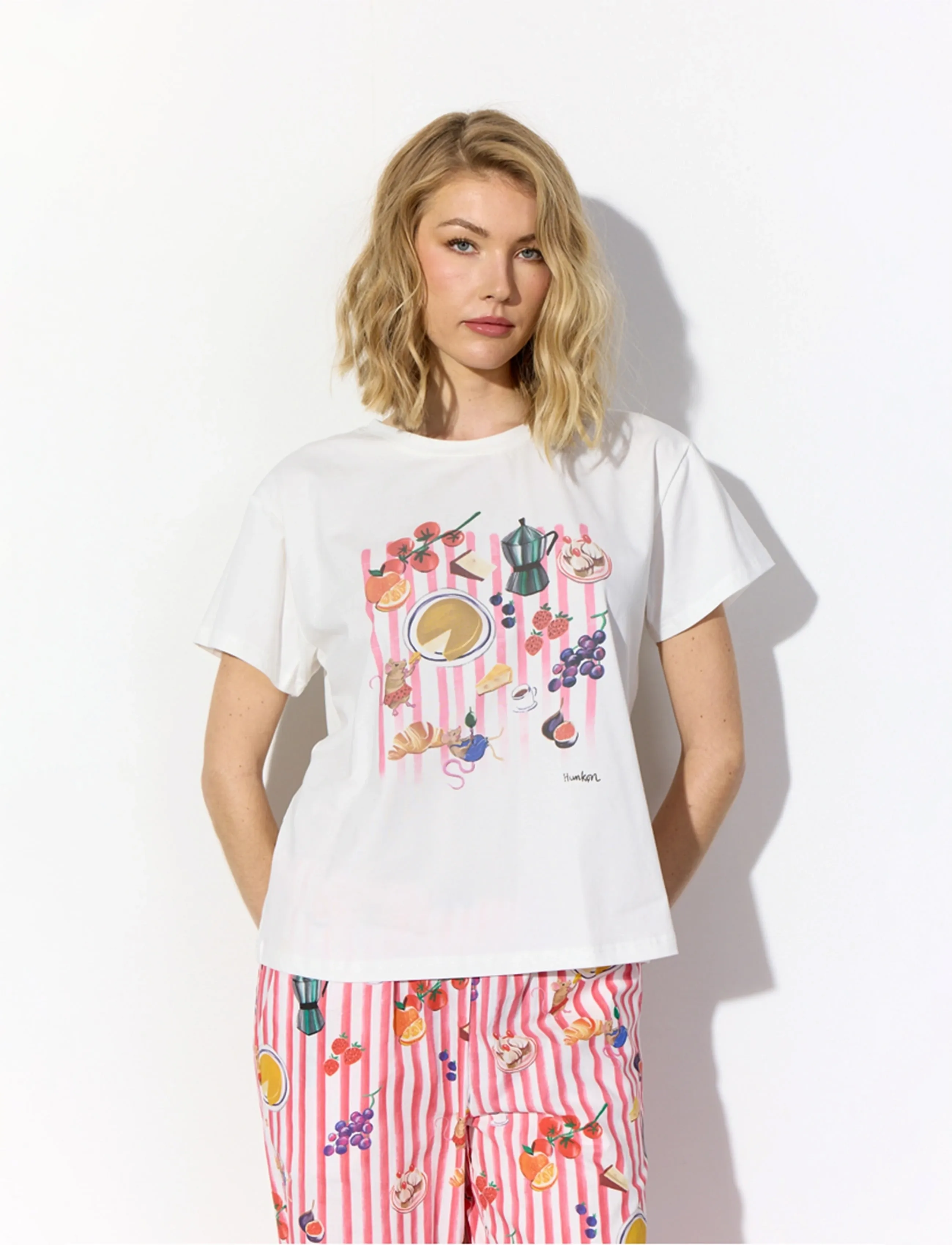 Hunkøn Picnic T-Shirt, Kvinder, Picnic T-shirt, Hvid, Str: XXL