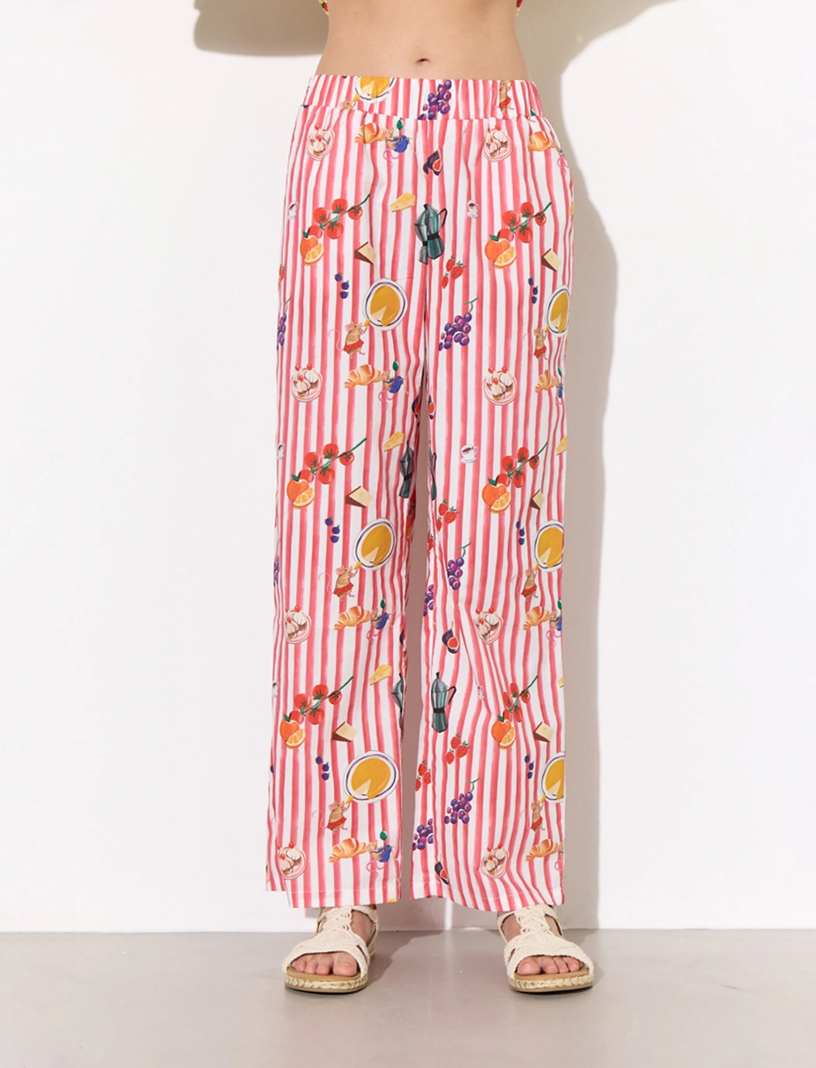 Hunkøn - Jess Trousers - spodnie proste - picnic art print - 3
