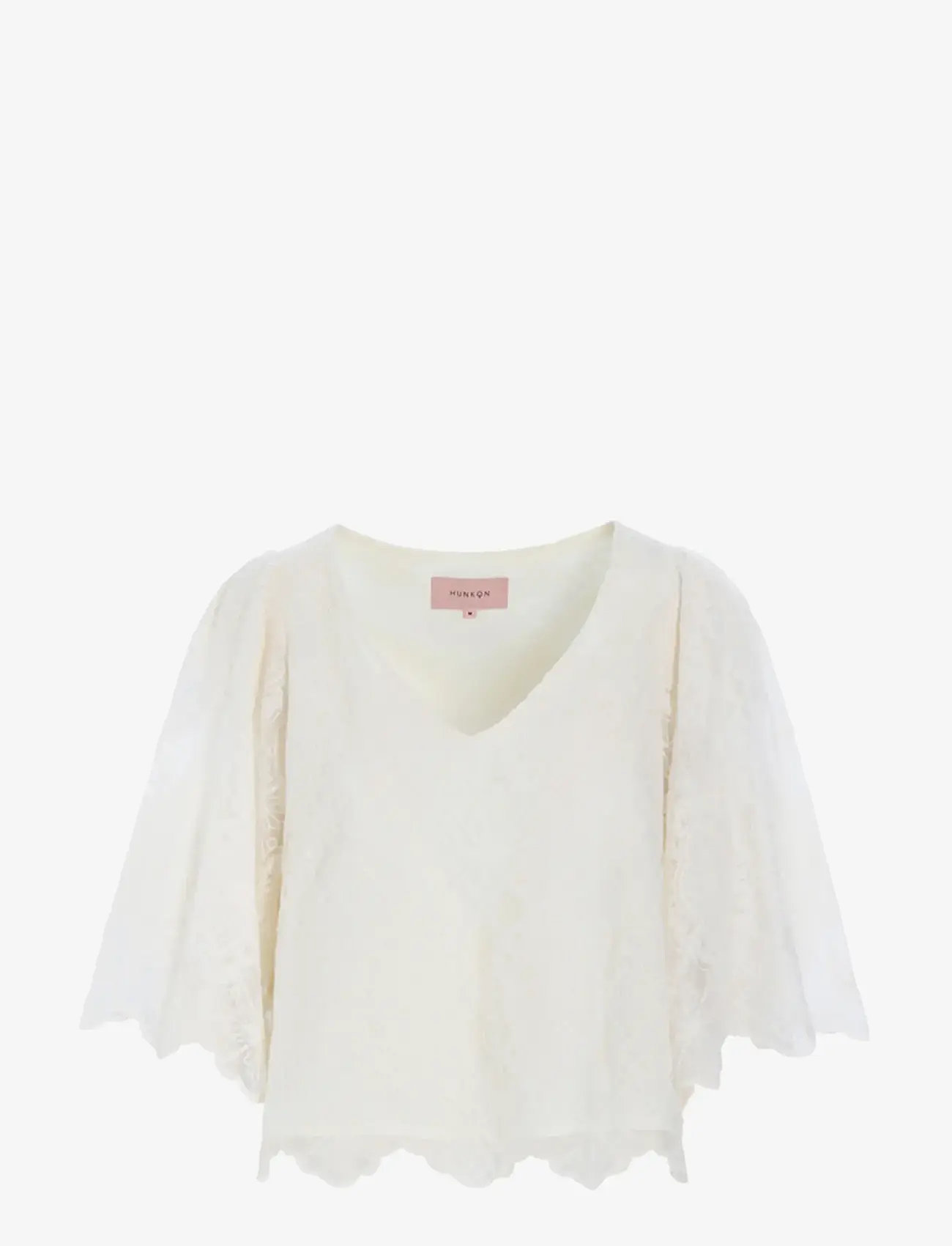 Hunkøn - Lulu Lace Blouse - kortærmede bluser - cream lace - 1