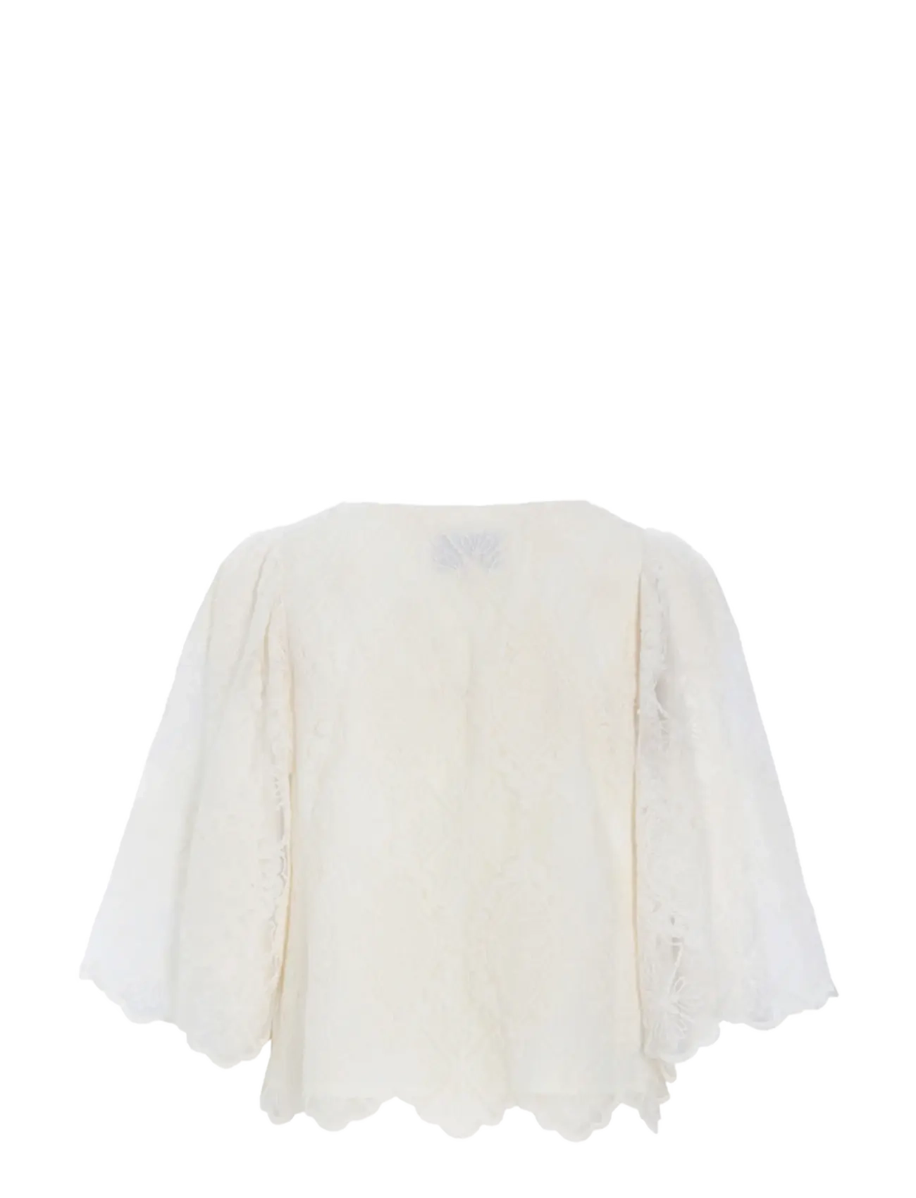 Hunkøn - Lulu Lace Blouse - short-sleeved blouses - cream lace - 2