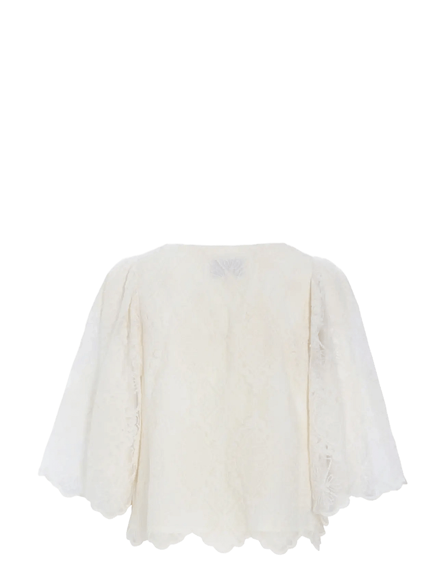 Hunkøn - Lulu Lace Blouse - kurzärmelige blusen - cream lace - 2