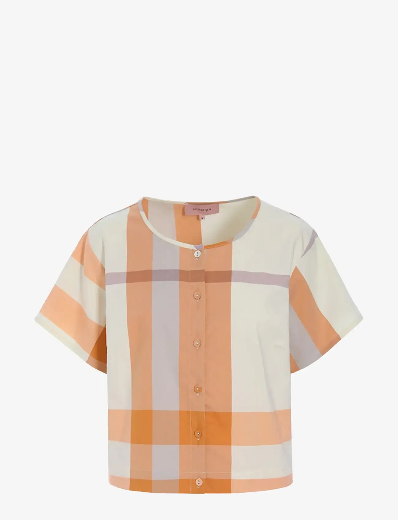 Hunkøn - Frankie Shirt - short-sleeved shirts - orange checked - 1