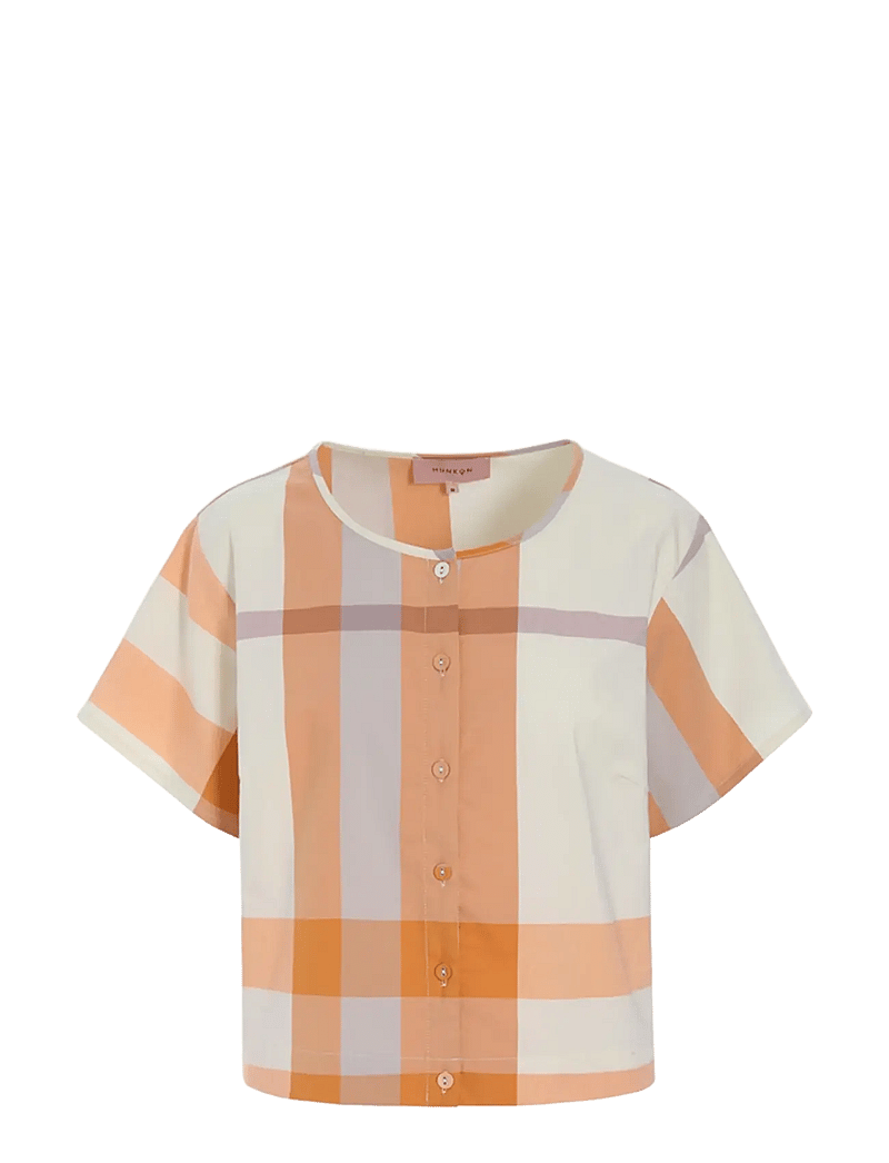 Hunkøn - Frankie Shirt - kortærmede skjorter - orange checked - 1
