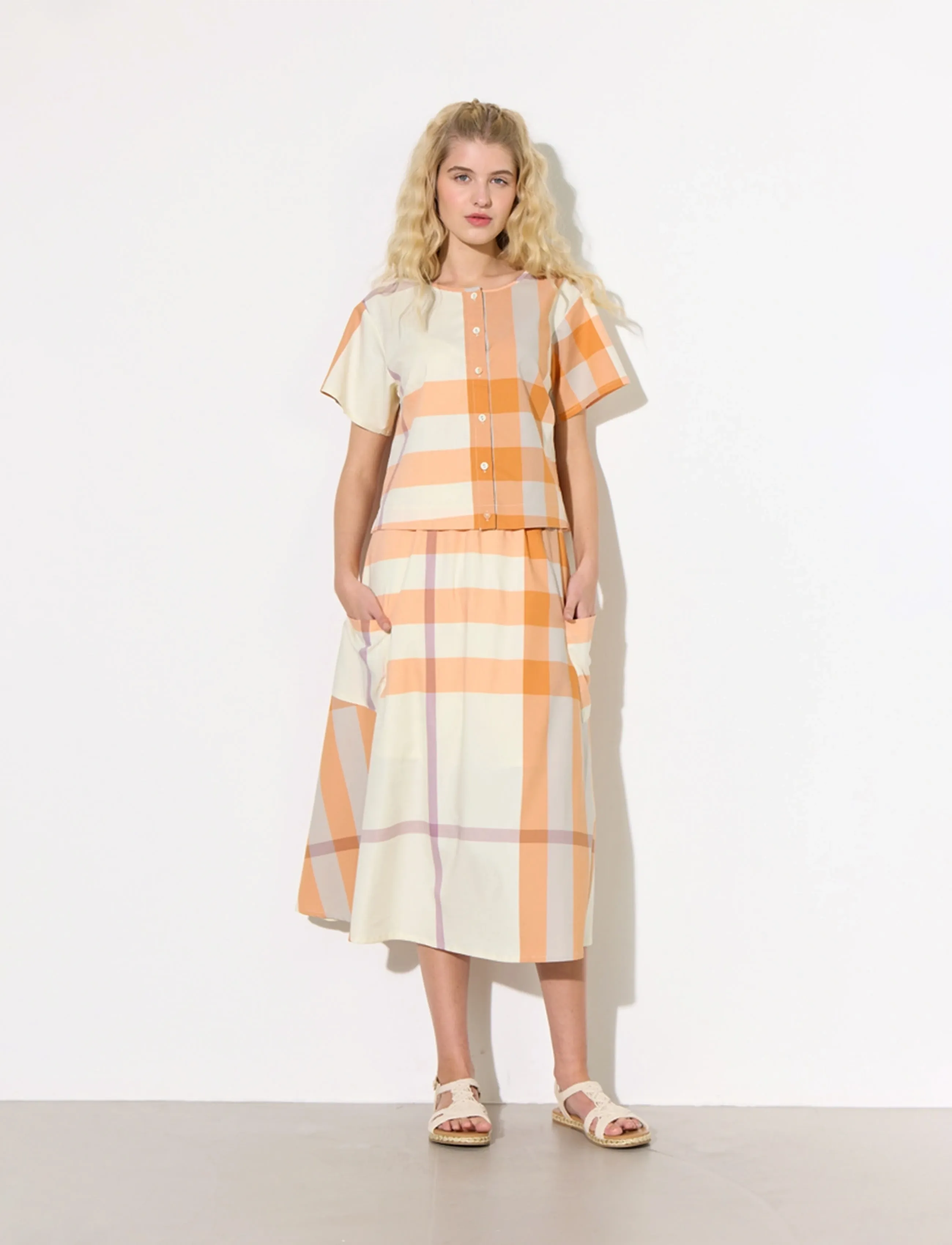 Hunkøn - Frankie Shirt - kortærmede skjorter - orange checked - 3