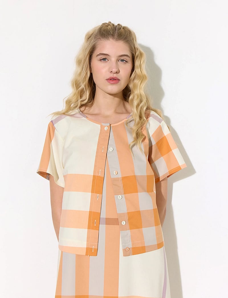 Hunkøn - Frankie Shirt - kortærmede skjorter - orange checked - 5