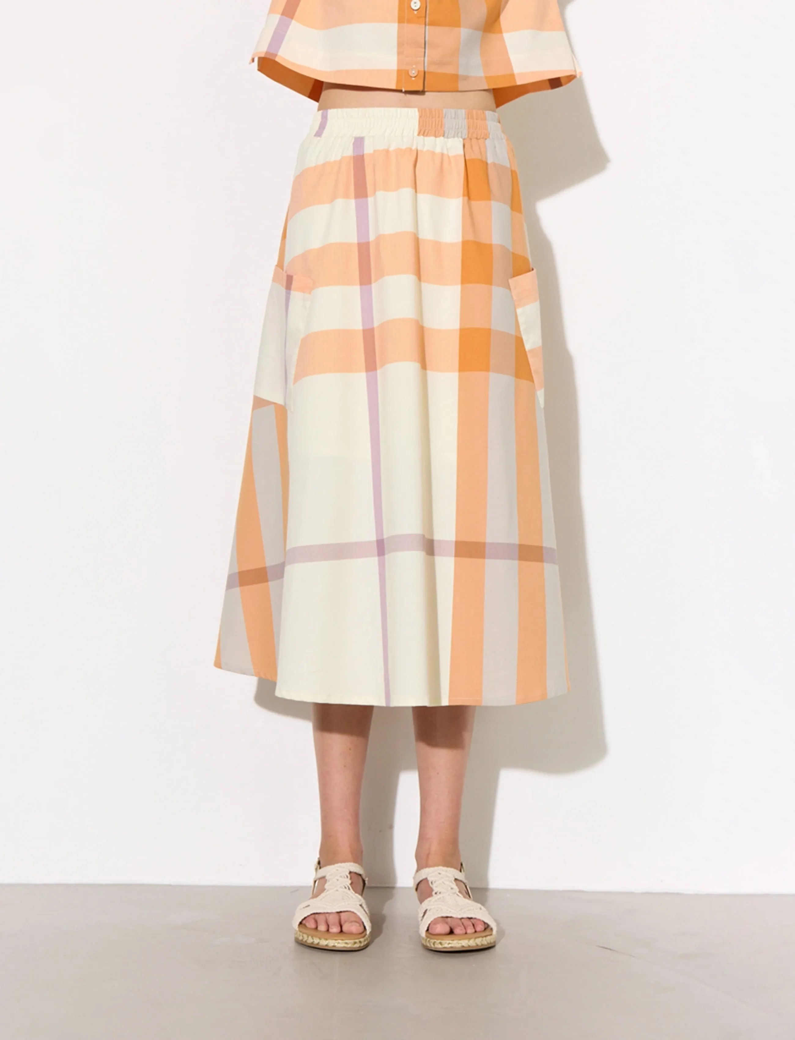 Hunkøn Frankie Skirt, Kvinder, Ternet Nederdel, Orange, Str: XS