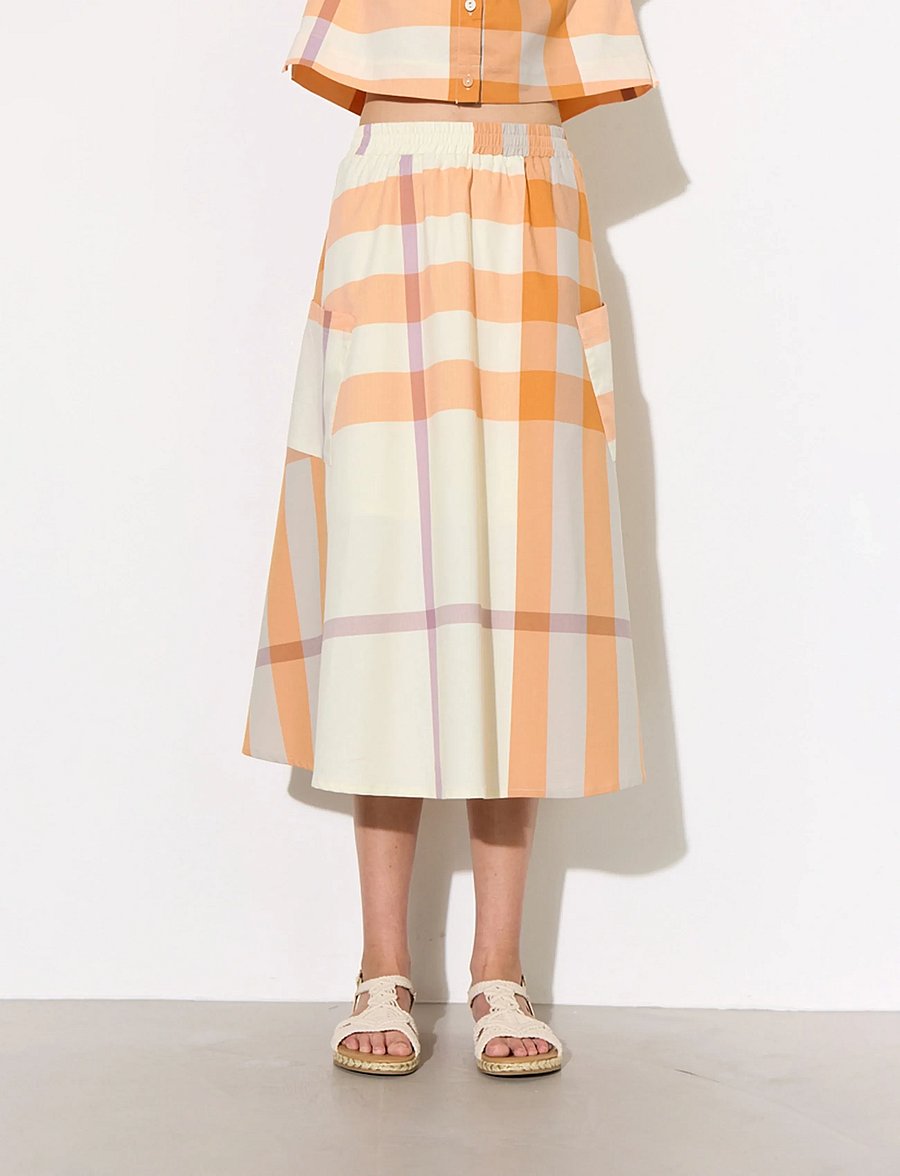 Hunkøn - Frankie Skirt - midi-röcke - orange checked - 0