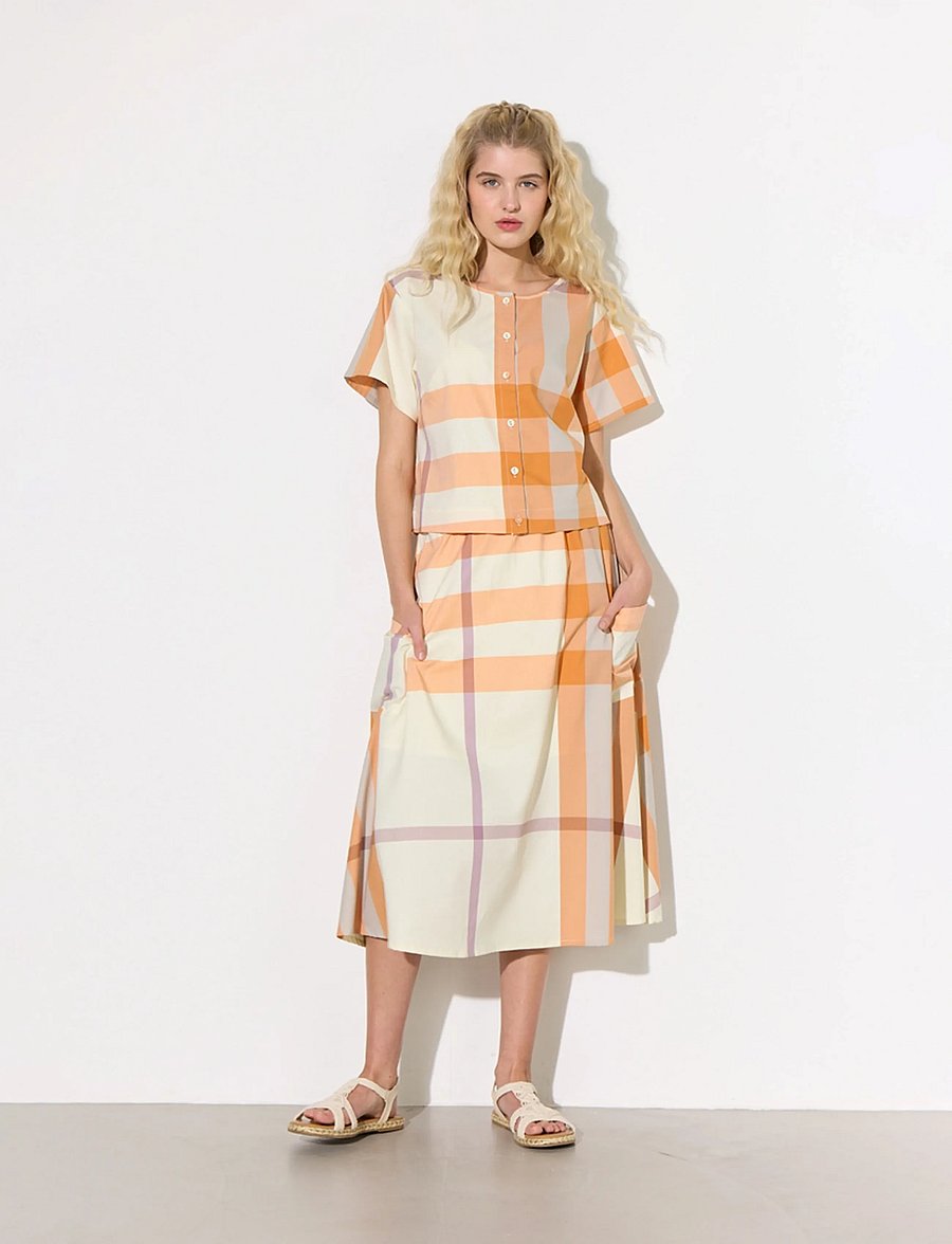 Hunkøn - Frankie Skirt - midi-röcke - orange checked - 3