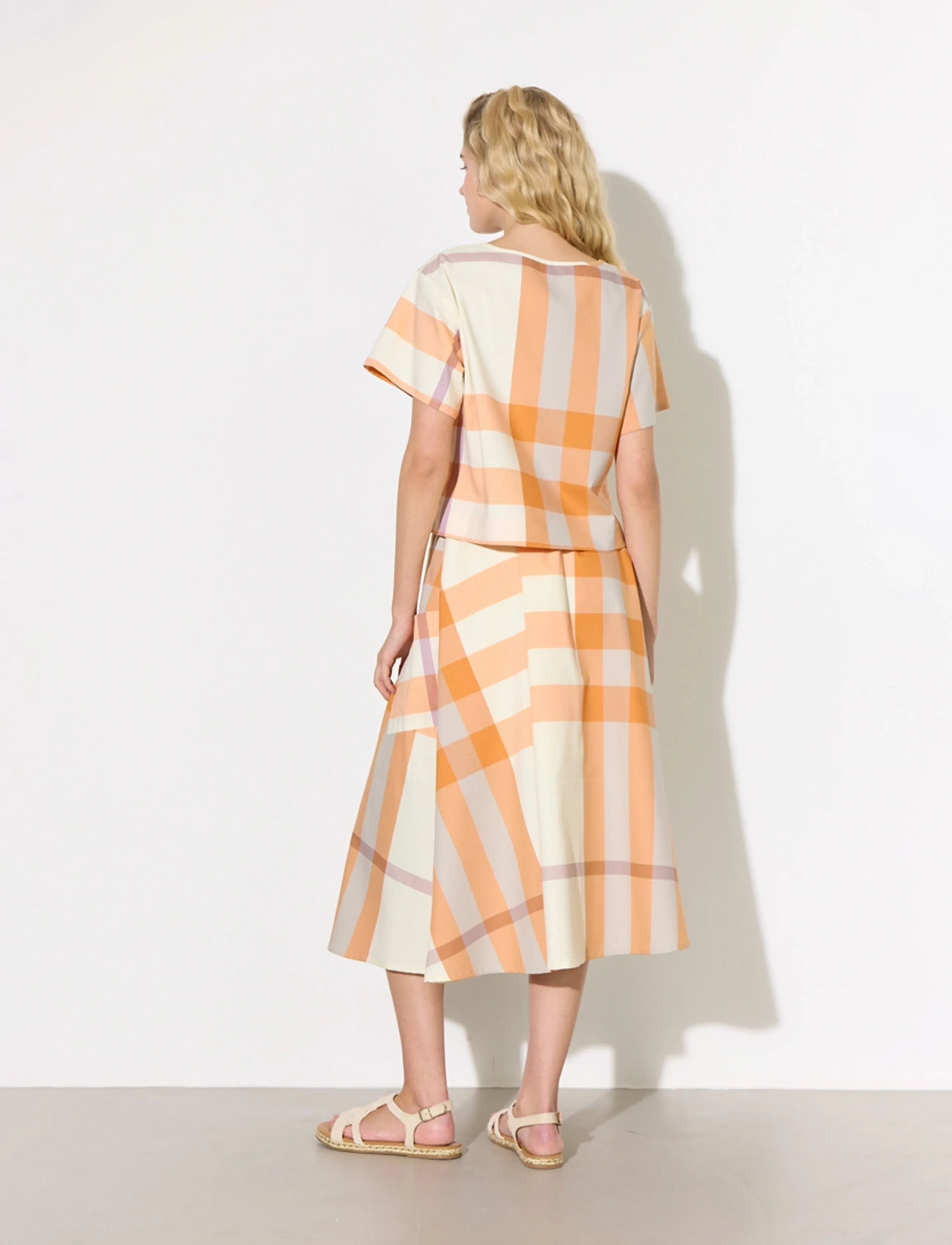 Hunkøn - Frankie Skirt - midi-röcke - orange checked - 4
