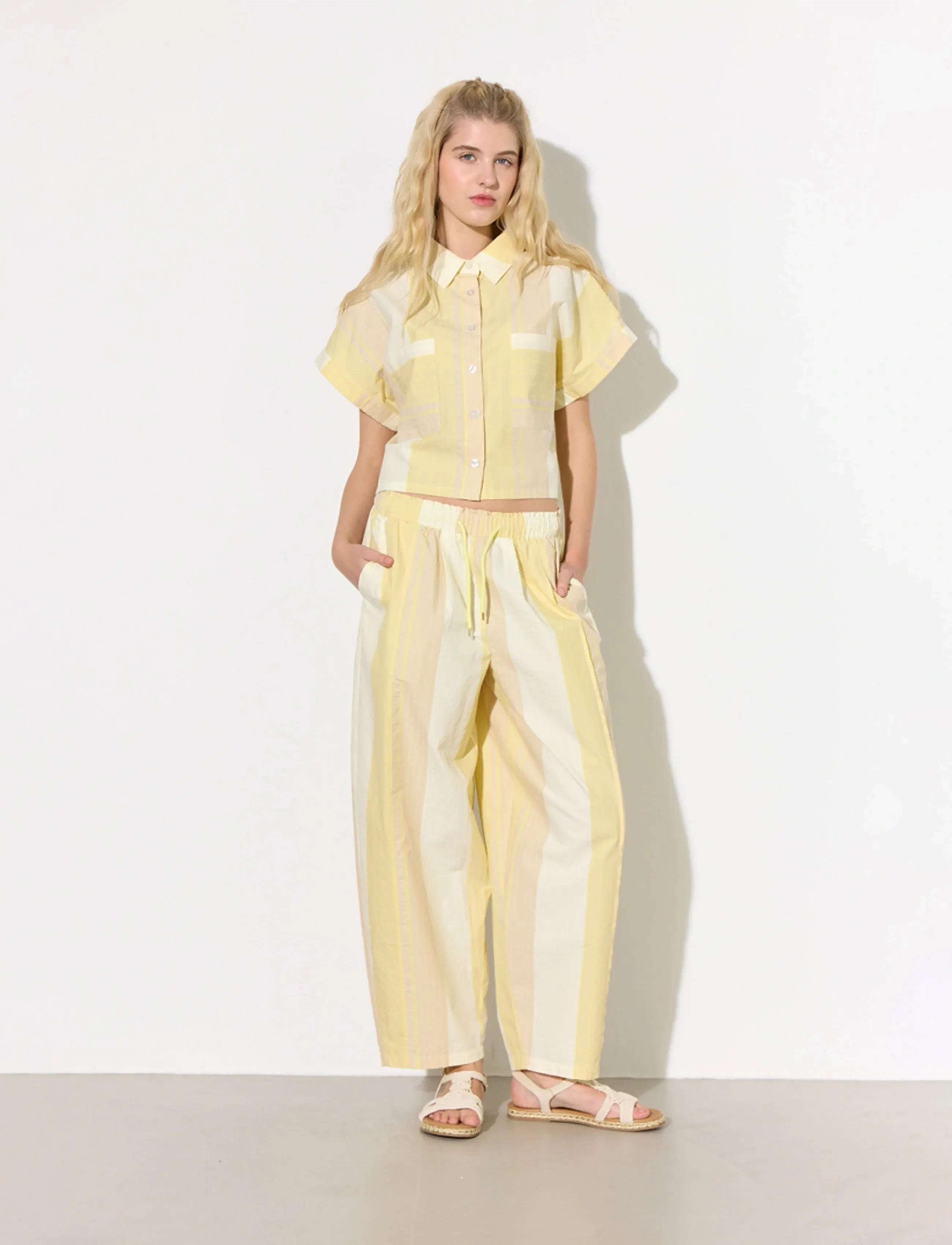 Hunkøn Tilly Trousers, M, Yellow, Trousers > Barrel Trousers, Dame