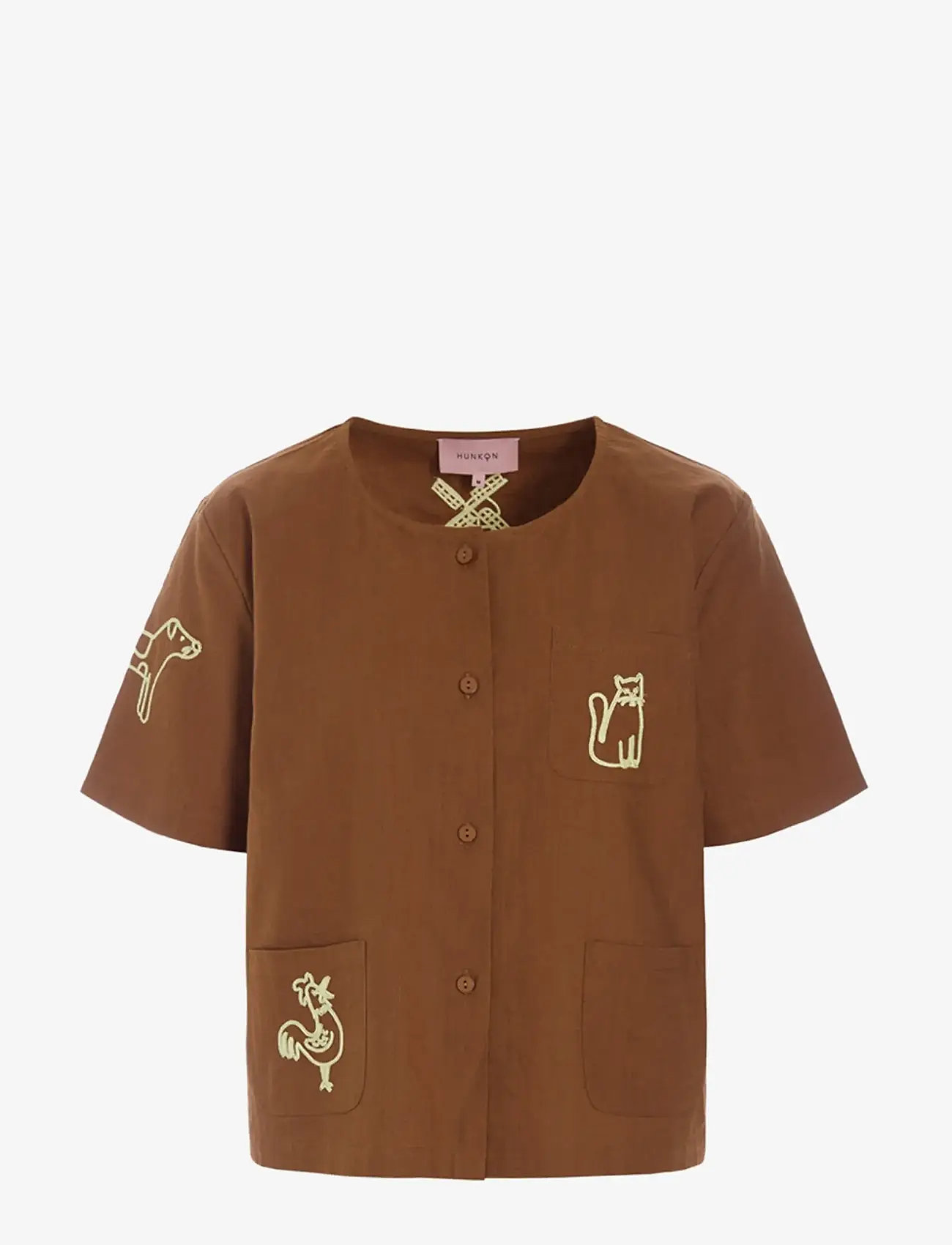 Hunkøn - Nina Shirt - short-sleeved shirts - brown - 1