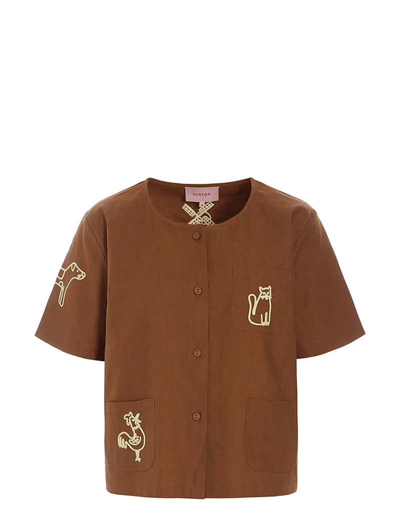 Hunkøn - Nina Shirt - kurzärmlige hemden - brown - 1