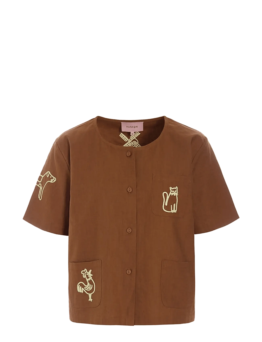 Hunkøn - Nina Shirt - kurzärmlige hemden - brown - 1