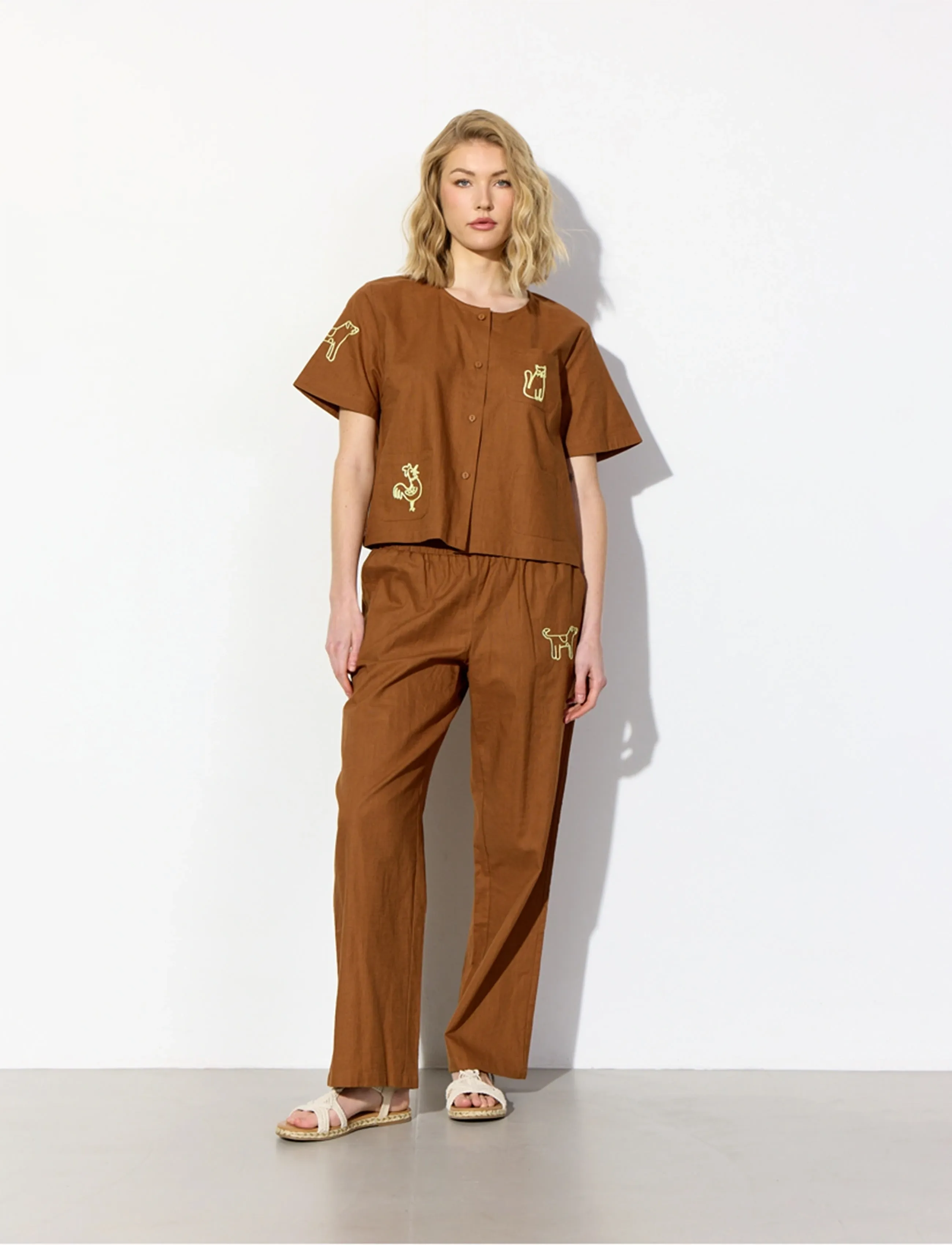 Hunkøn - Nina Shirt - kurzärmlige hemden - brown - 3