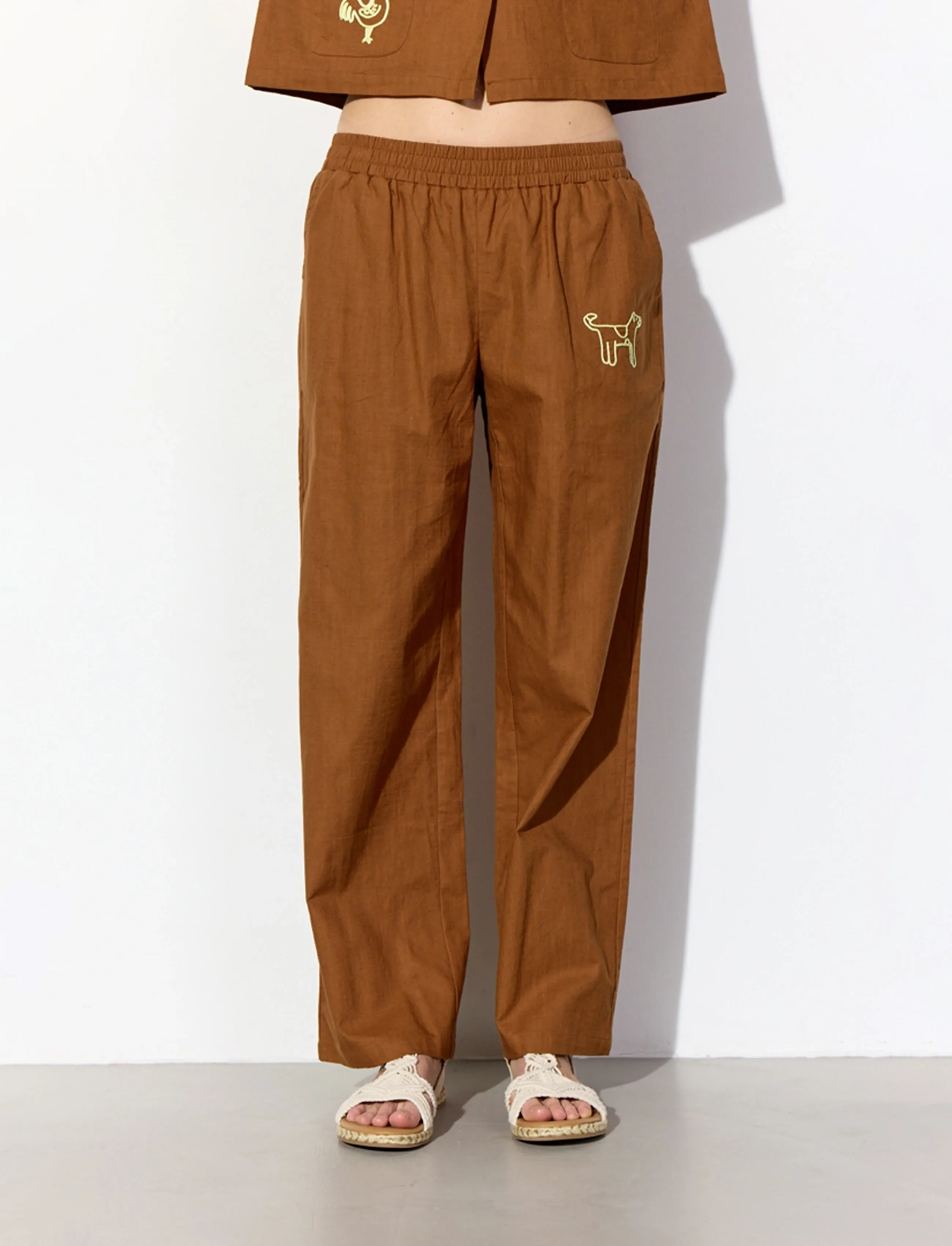 Hunkøn - Nina Trousers - linen trousers - brown - 3