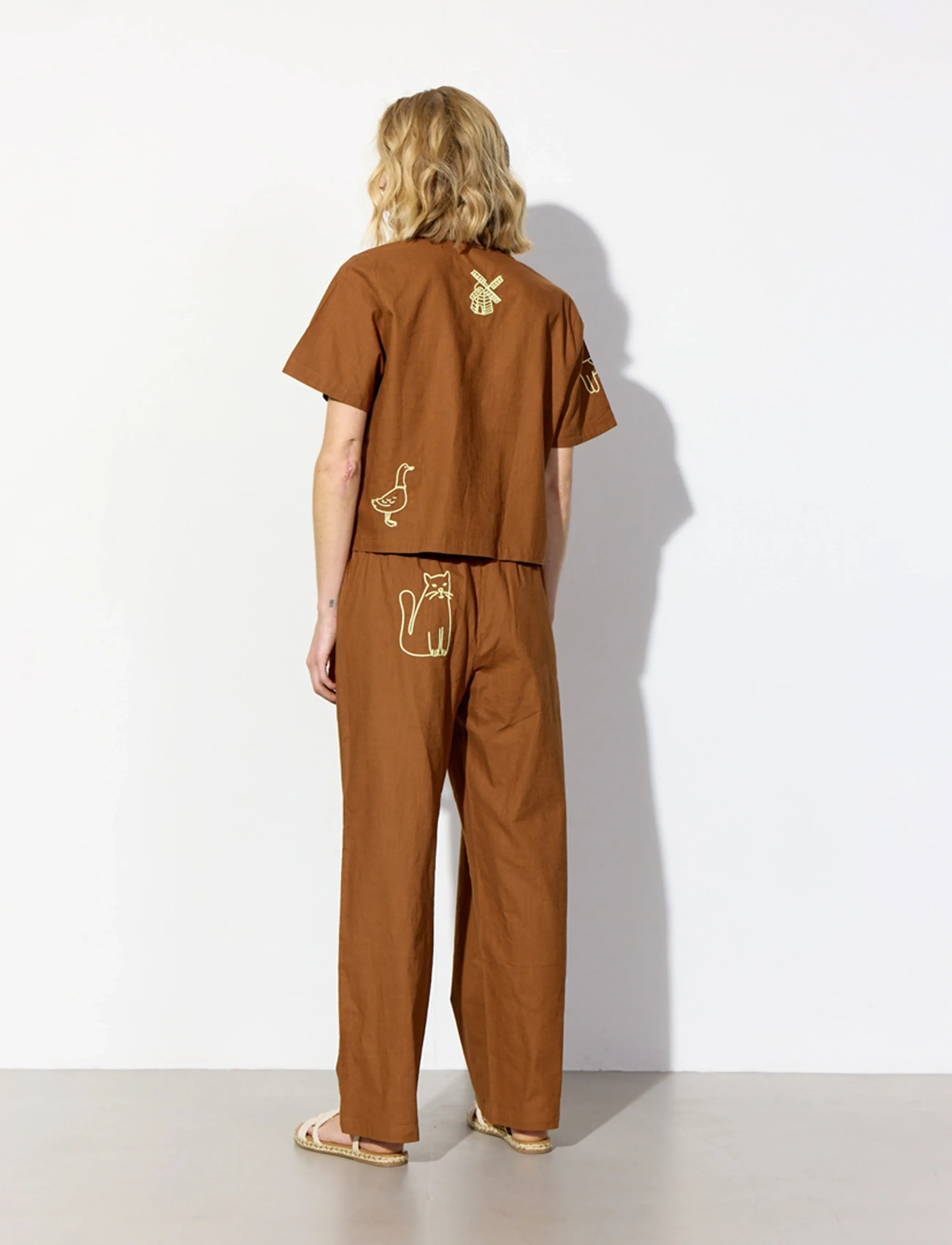 Hunkøn - Nina Trousers - linen trousers - brown - 4