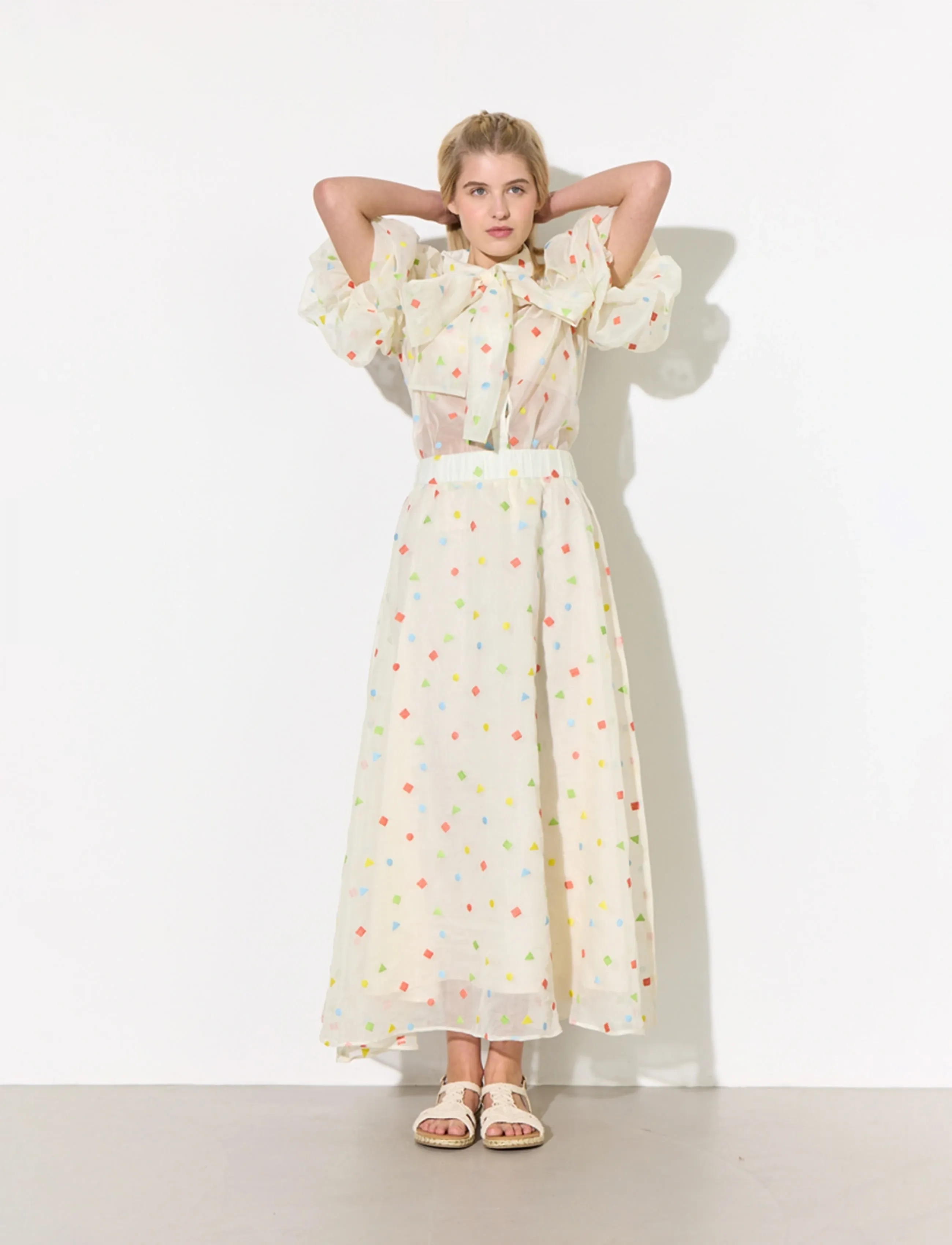 Hunkøn Sharon Skirt - Maksiseelikud - CONFETTI / cream