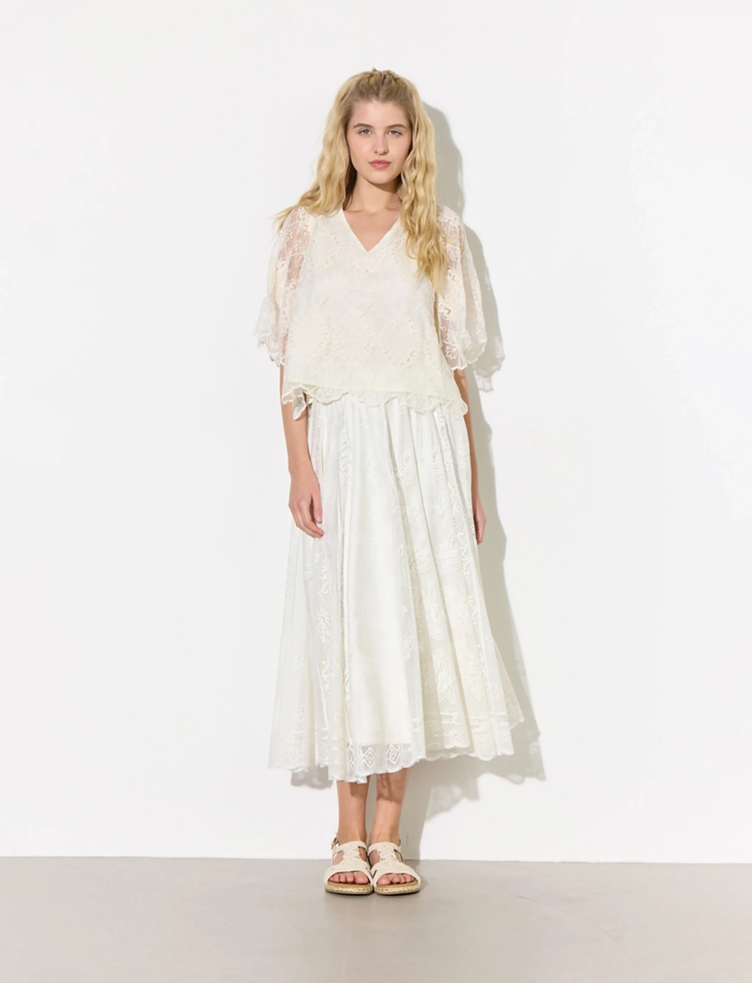Hunkøn Stine Skirt, XS/S, Röcke, Creme - Maxi Frauen