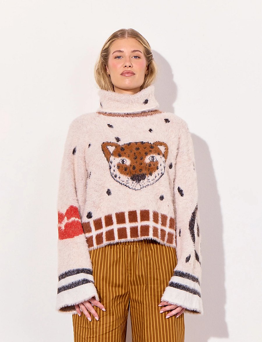 Hunkøn - Kitti Knit Blouse - rollkragenpullover - soft leo - 0