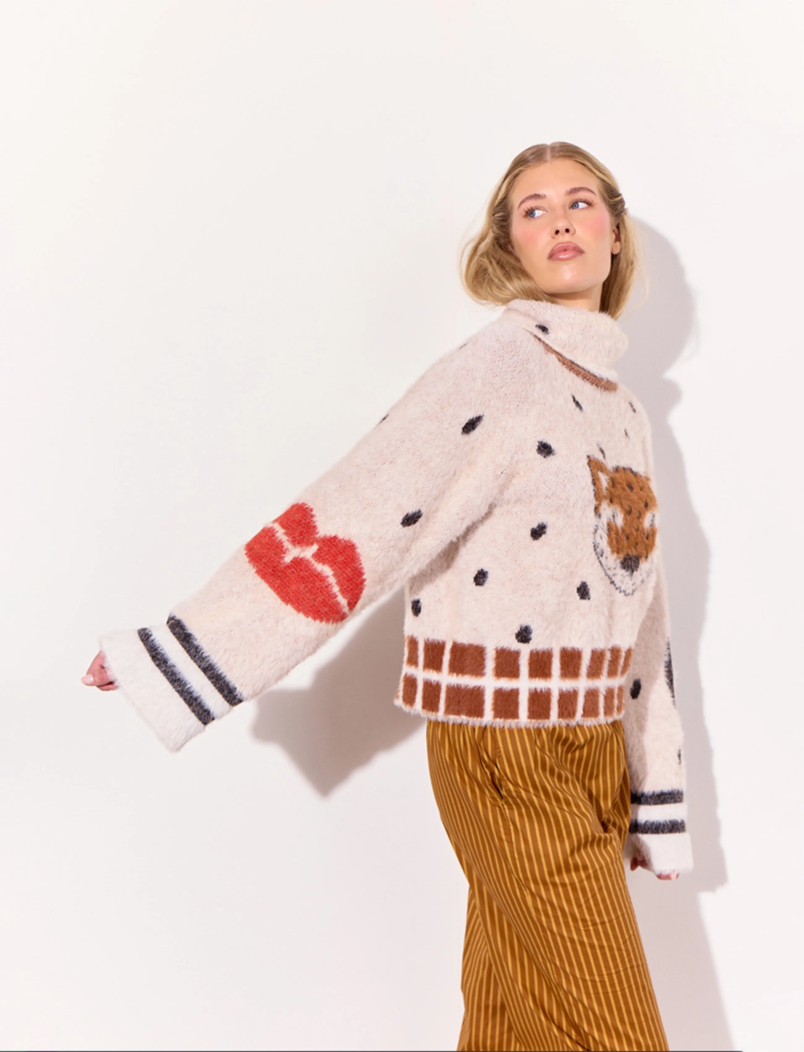 Hunkøn - Kitti Knit Blouse - turtlenecks - soft leo - 4