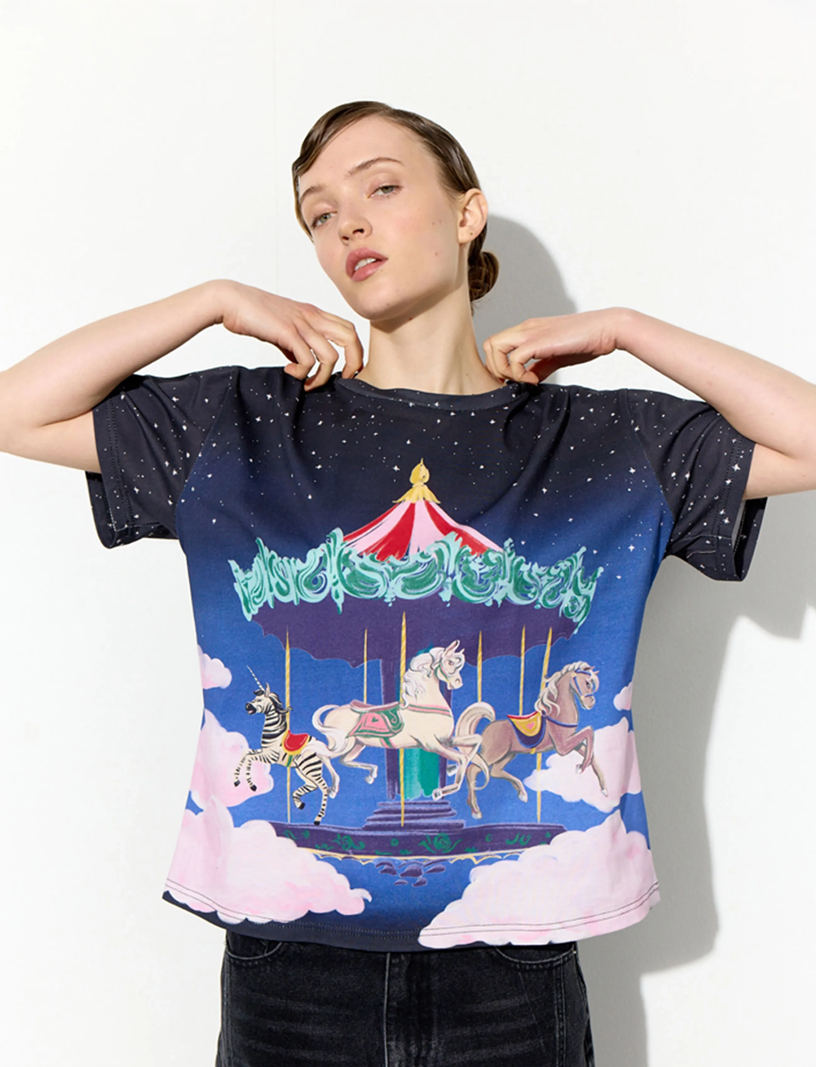 Hunkøn Fable T-shirt - T-shirts & Toppe - DREAM FAIRGROUND ART PRINT / navy
