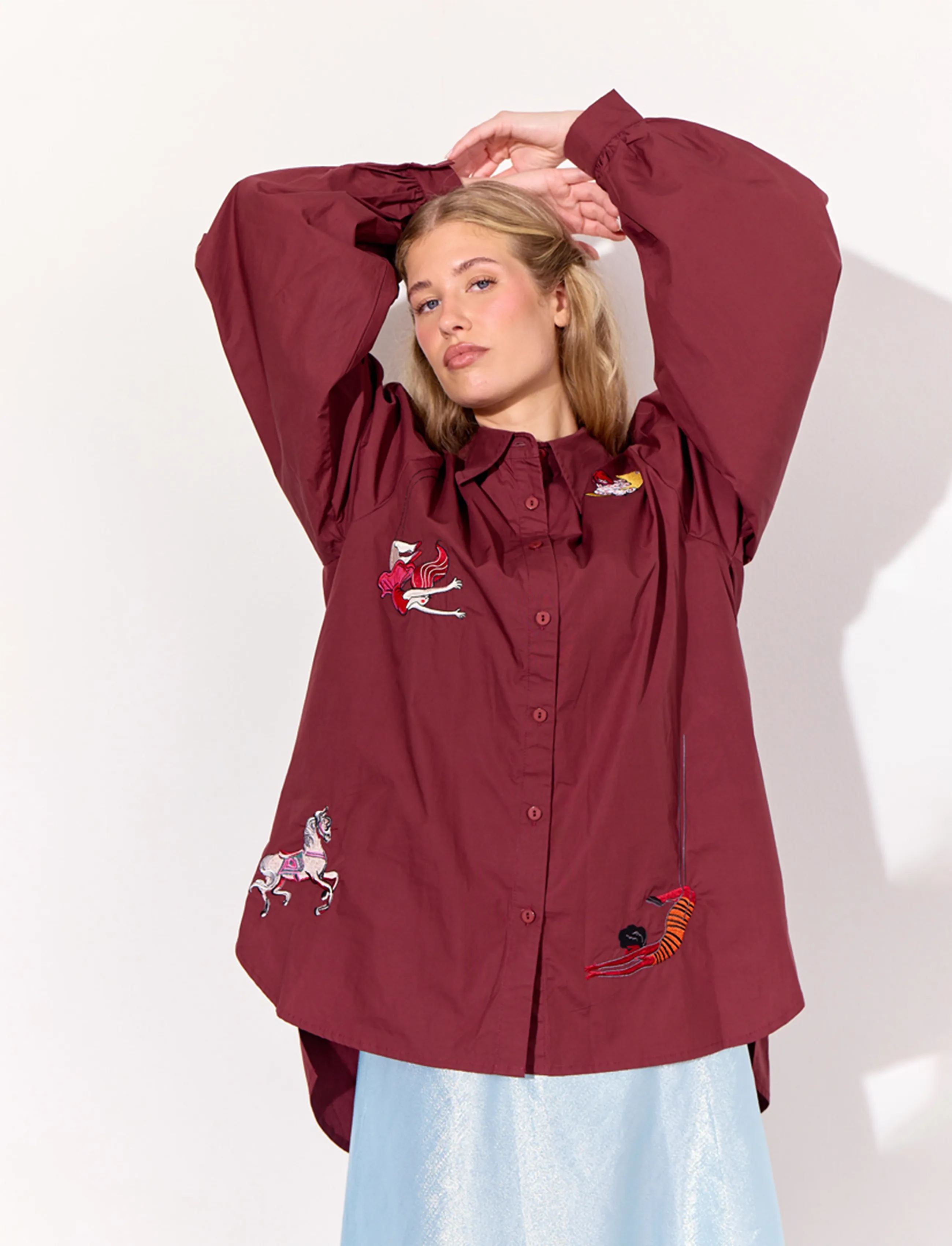 Hunkøn - Sasha Shirt - long-sleeved shirts - oxblood - 3