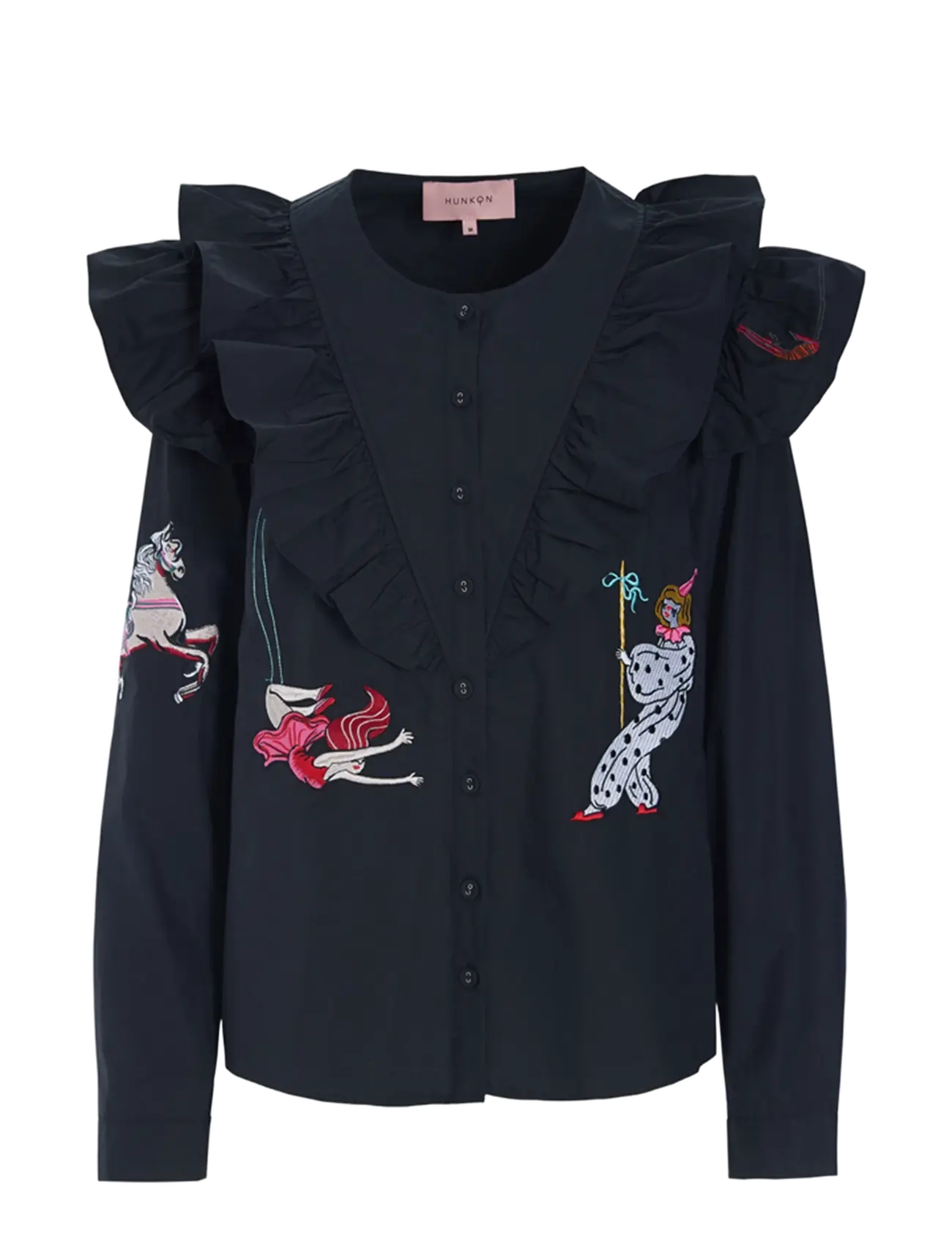Hunkøn Nola Ruffle Shirt - Fashion Trends - BLACK / black