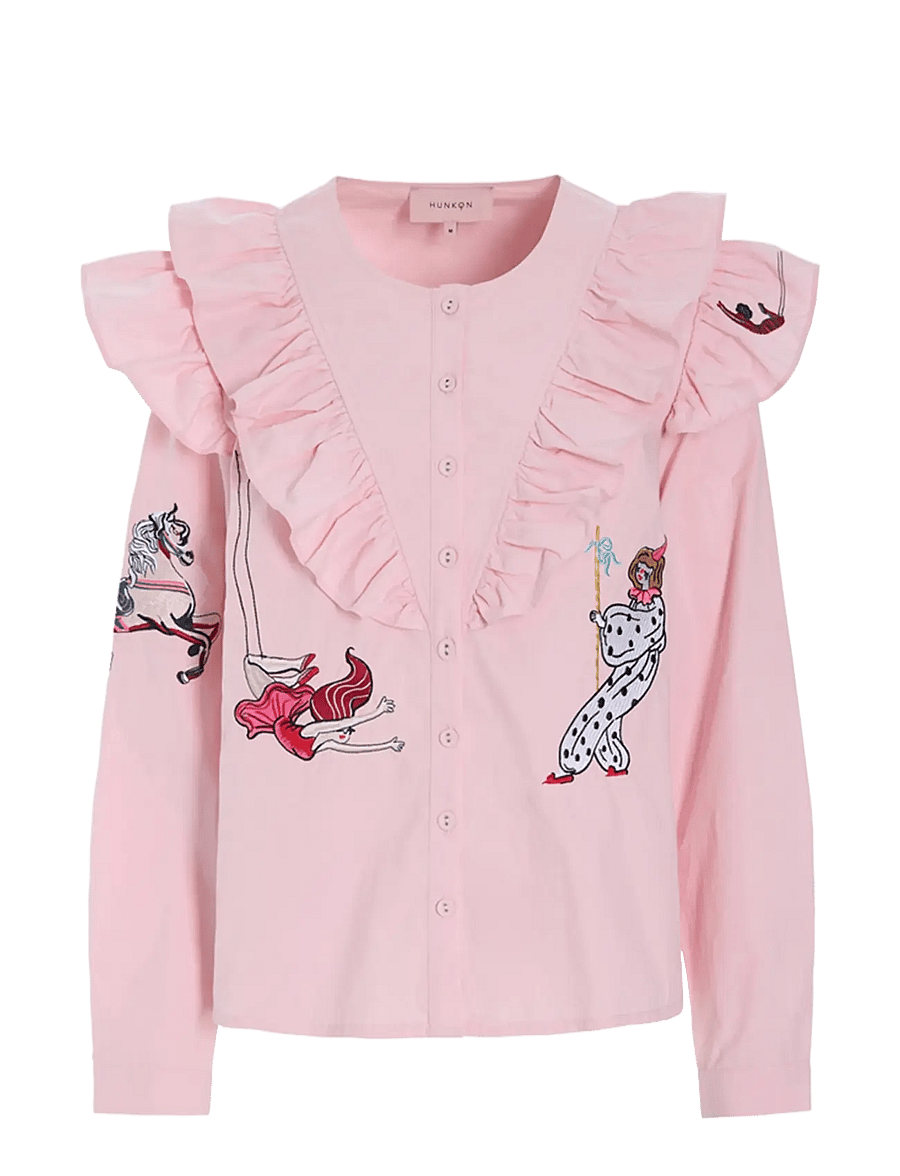 Hunkøn - Nola Ruffle Shirt - langärmlige hemden - soft pink - 1