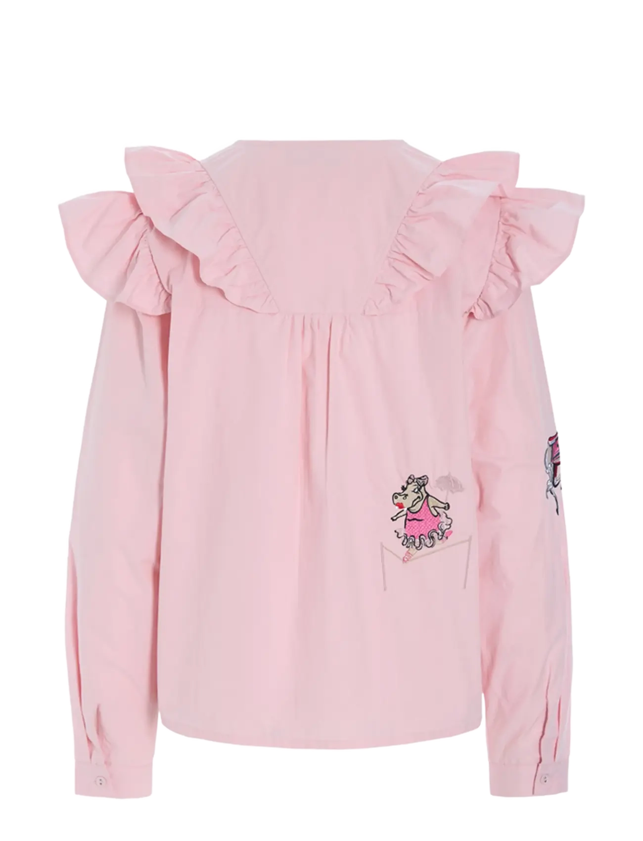 Hunkøn - Nola Ruffle Shirt - long-sleeved shirts - soft pink - 2
